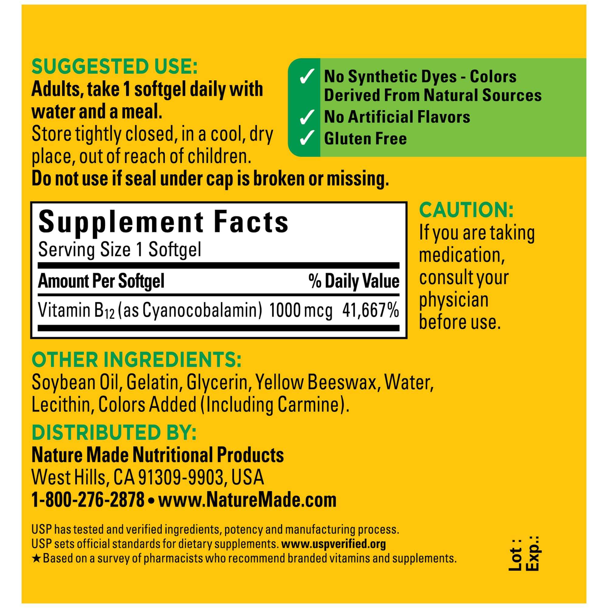 Nature Made Vitamin B12 1000 mcg, Dietary Supplement for Energy Metabolism Support, 150 Softgels, 150 Day Supply - Image 5