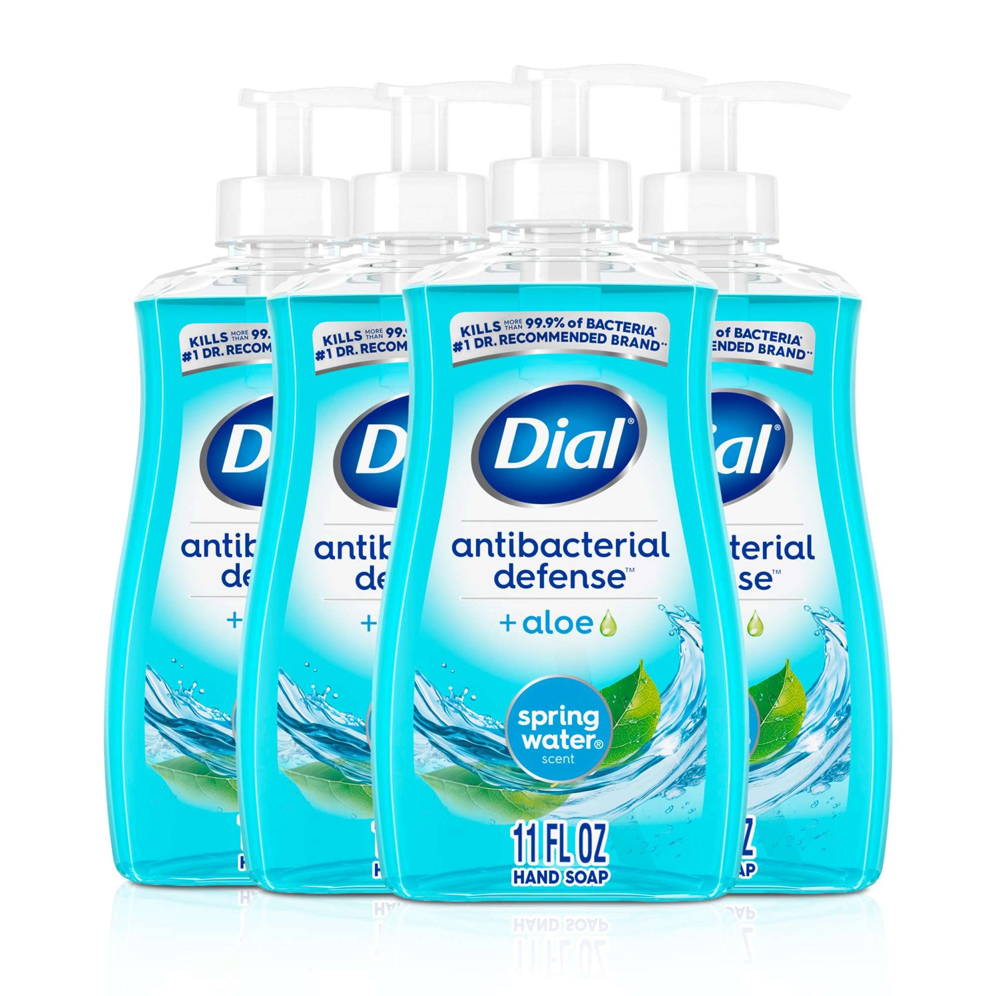 Dial Antibacterial Liquid Hand Soap, Spring Water, 11 fl oz (Pack of 4) - Image 1