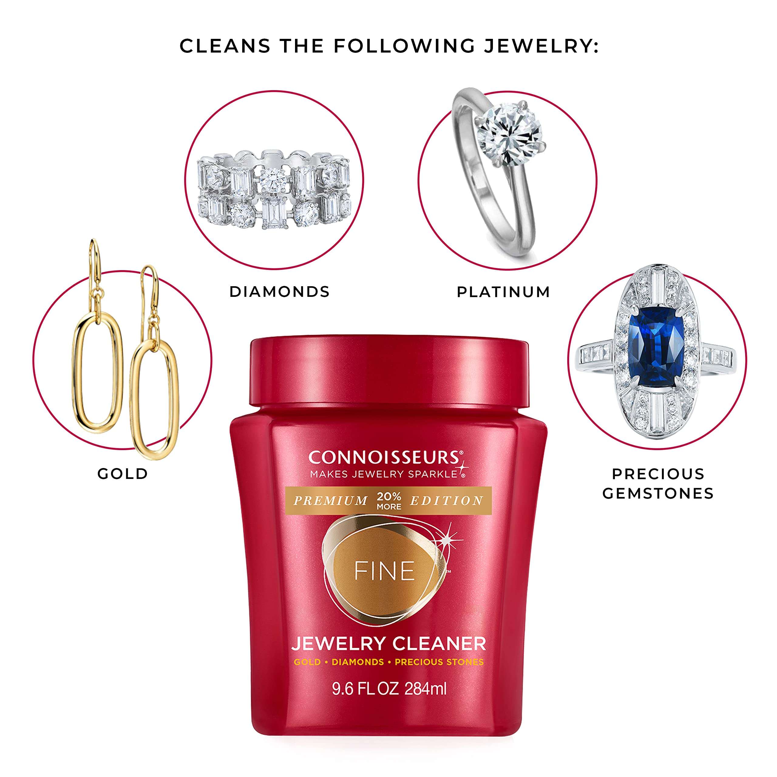 CONNOISSEURS Premium Edition Jewelry Cleaner, Value Size 9.6oz - Pick from Fine, Silver or Delicate Jewelry Cleaner - Image 7