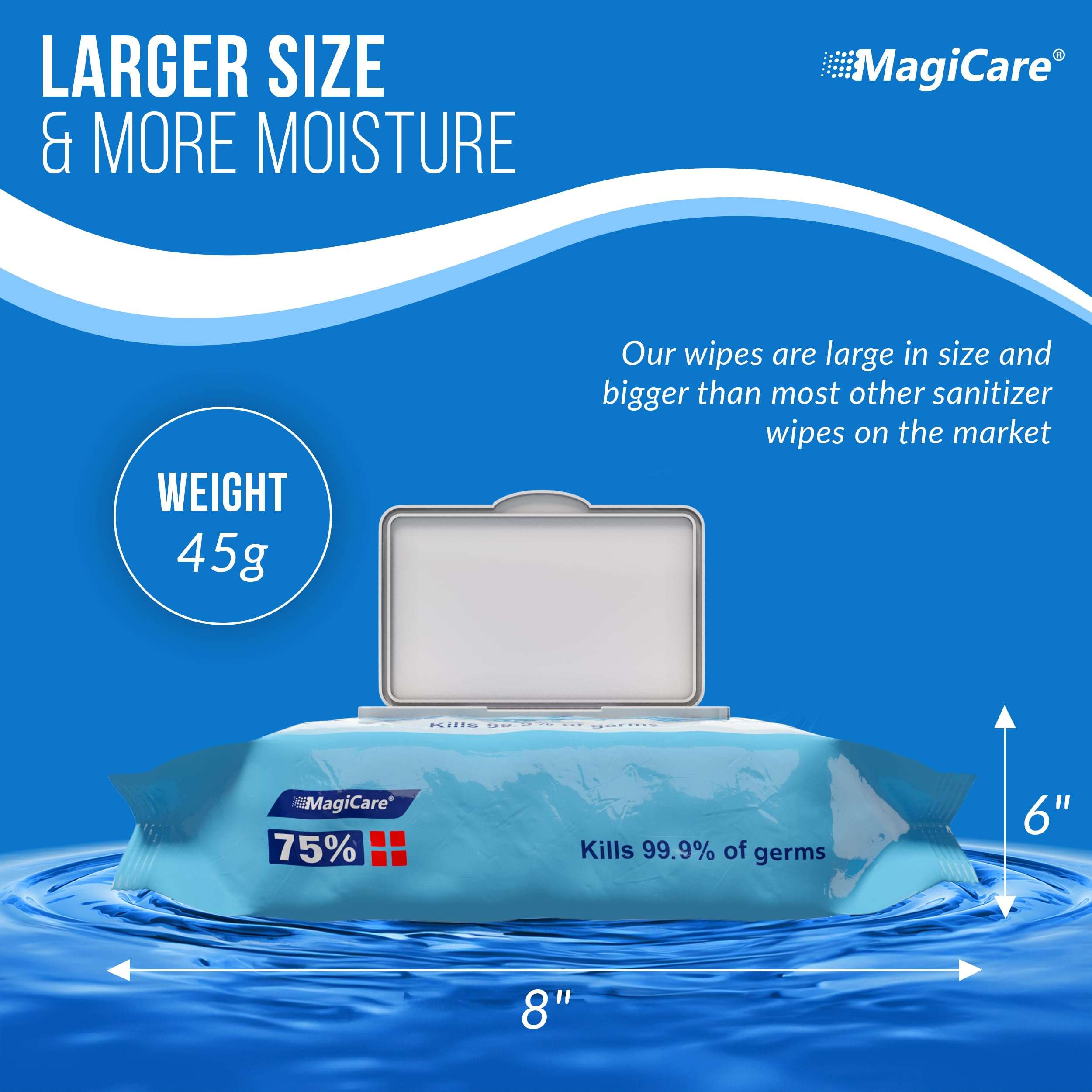 MagiCare 75% Large Alcohol Wipes (4-80ct Packs) - Alcohol Hand Sanitizing Wipes, Premium - Unscented Hand Wipe, Sanitizer Wipe - Travel, Home, Classroom, Camping - 4 Soft Packs (320pcs) - Image 3
