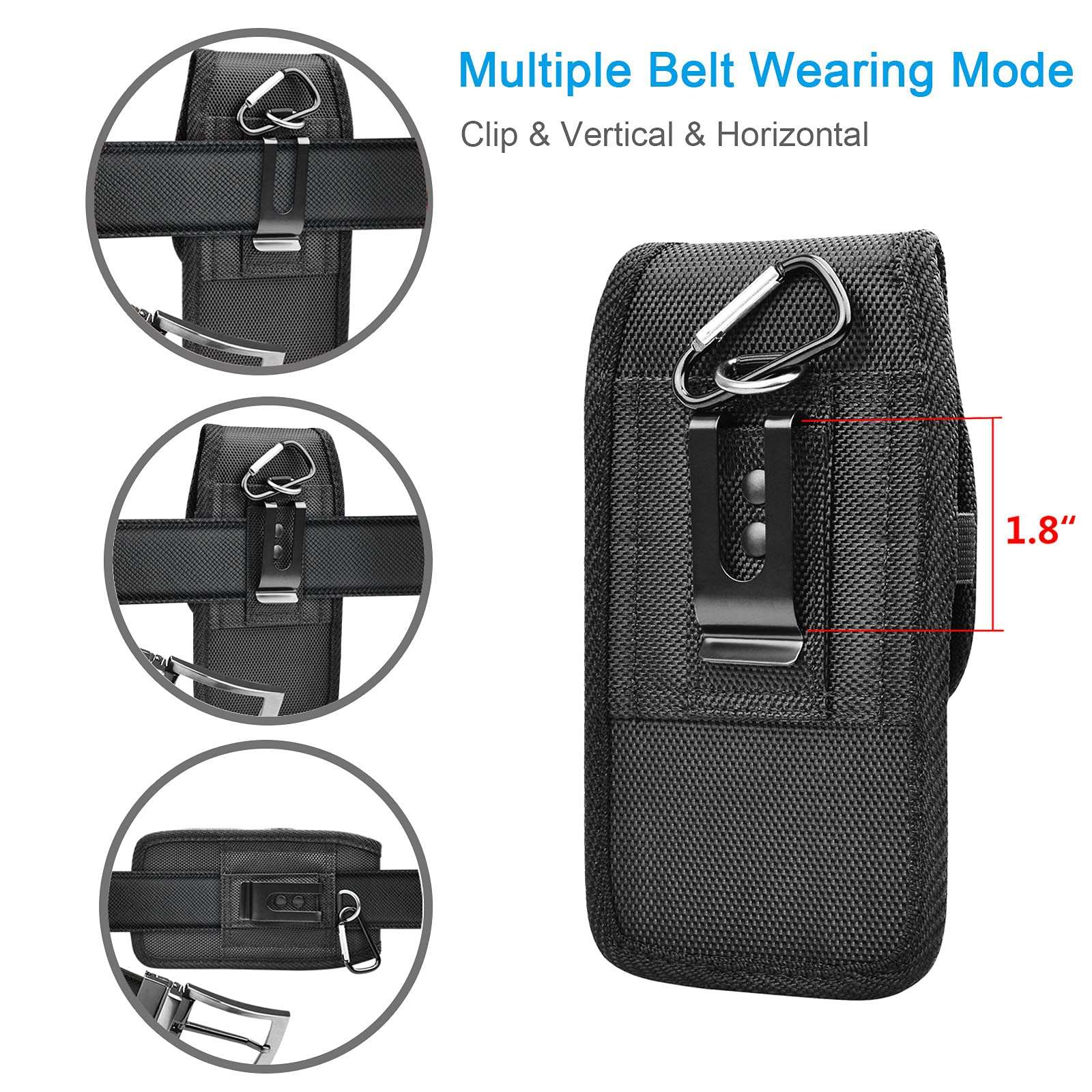 Tiflook for Samsung Galaxy S25 Ultra S24 S23 S22 S21 S20 FE S10 S9 A03S A20 A50 A51 A16 A15 A14 A10e Holster Nylon Cell Phone Pouch Belt Holder Carrying Case with Clip,Black - Image 6
