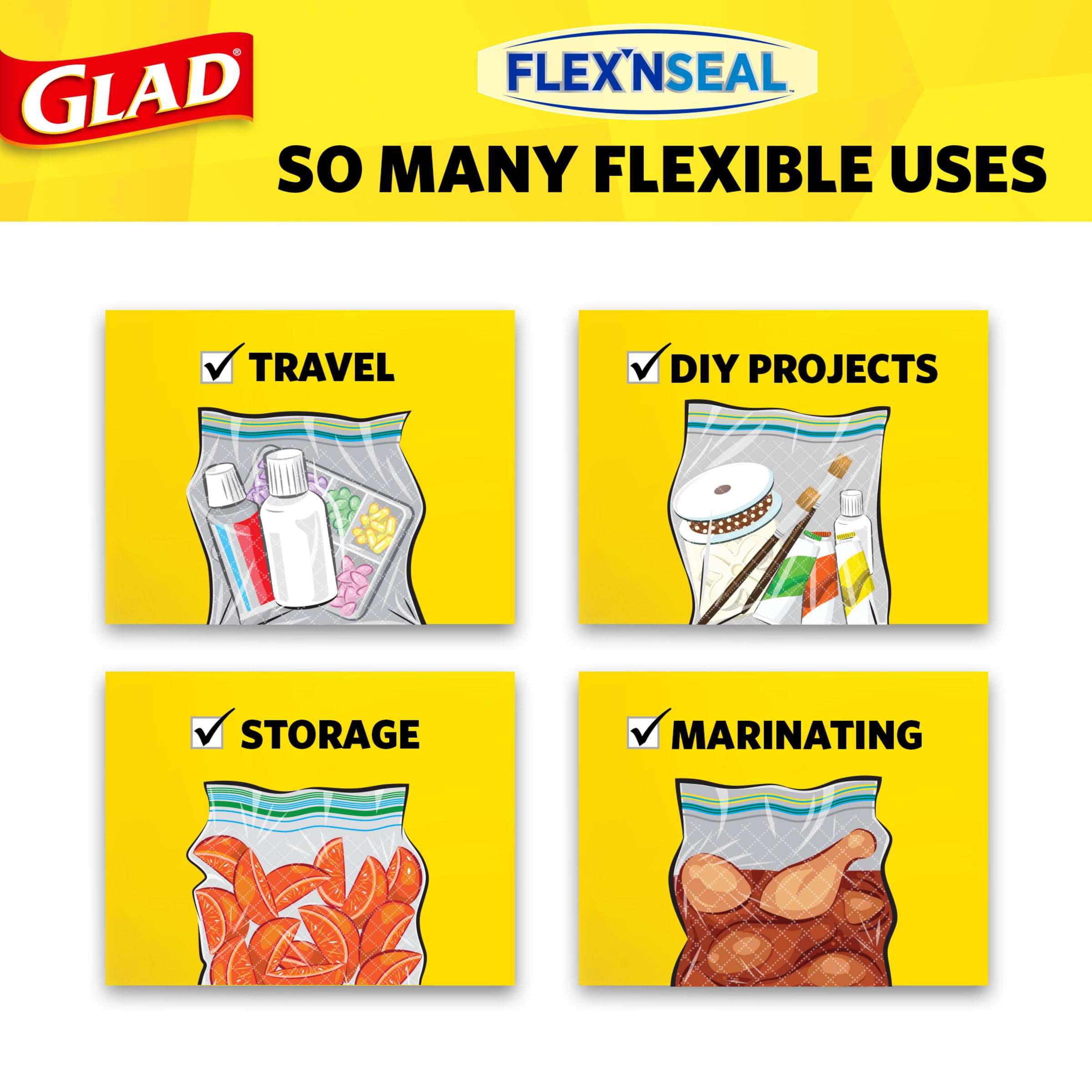 GladFlex'N Seal Freezer Storage Plastic Bags, Quart, 35 Count, Pack of 4 (Package May Vary) - Image 4