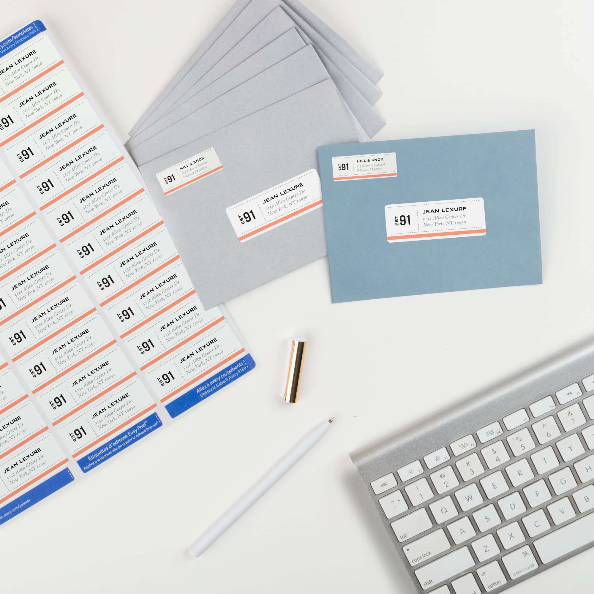 Avery Easy Peel Printable Address Labels with Sure Feed, 1" x 2-5/8" Customizable Stickers, White, 750 Blank Mailing Labels, Great for Mailing, Shipping, and More (8160) - Image 2