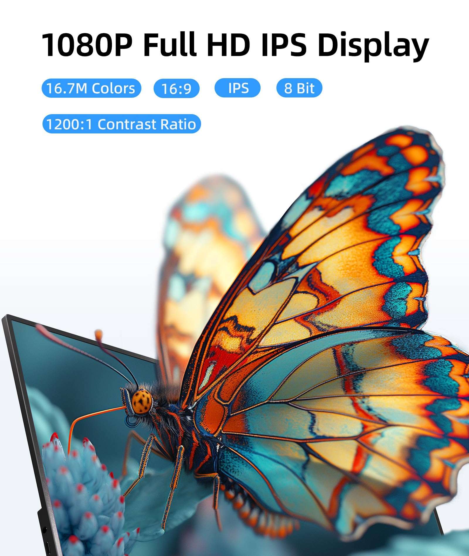 Ingnok 15.6'' FHD IPS Portable Monitor – Ultra Slim External Screen with USB C/HDMI for Laptop, Mac, PC, Phone, PS4, PS5, Switch (Renewed) - Image 3