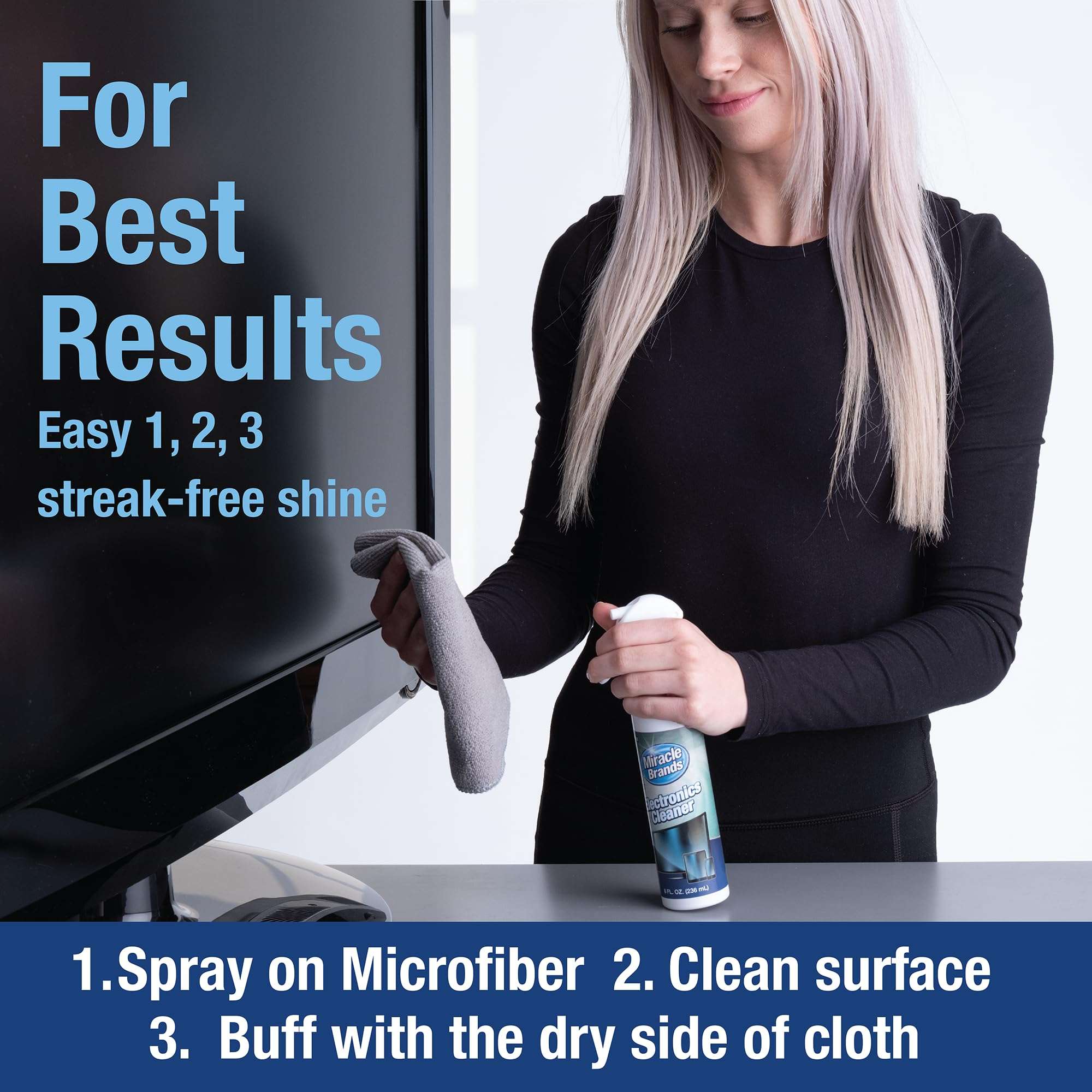 MiracleSpray for Electronics Cleaning, Safe Multisurface Cleaner for Any TV, Phone, Monitor, Keyboard, Screen, Computer, Includes Microfiber Towel - 8 Ounce Kit - Image 6