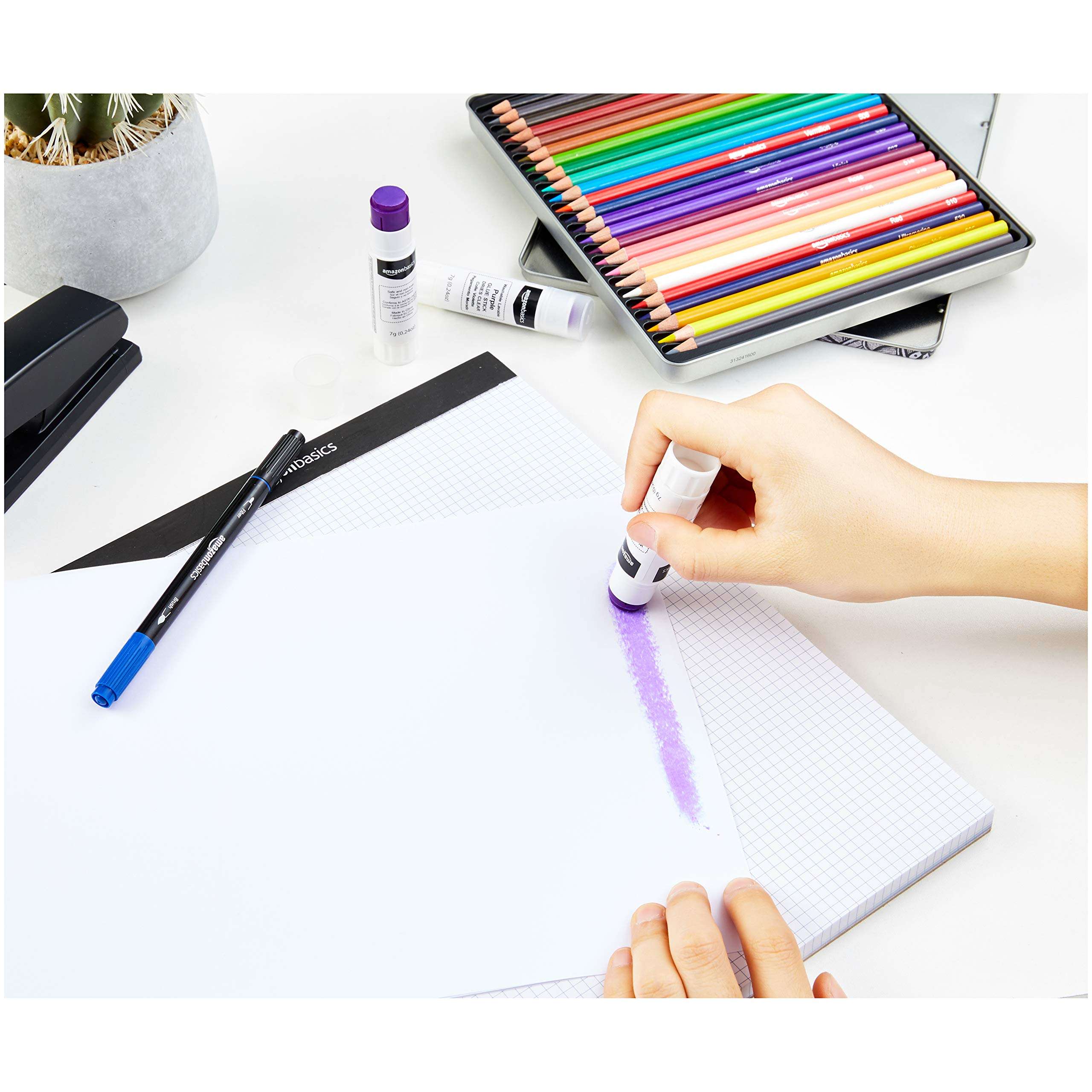 Amazon Basics Purple Washable School Glue Sticks, Dries Clear, Non-Toxic, 0.24-oz Stick, 60-Pack - Image 5
