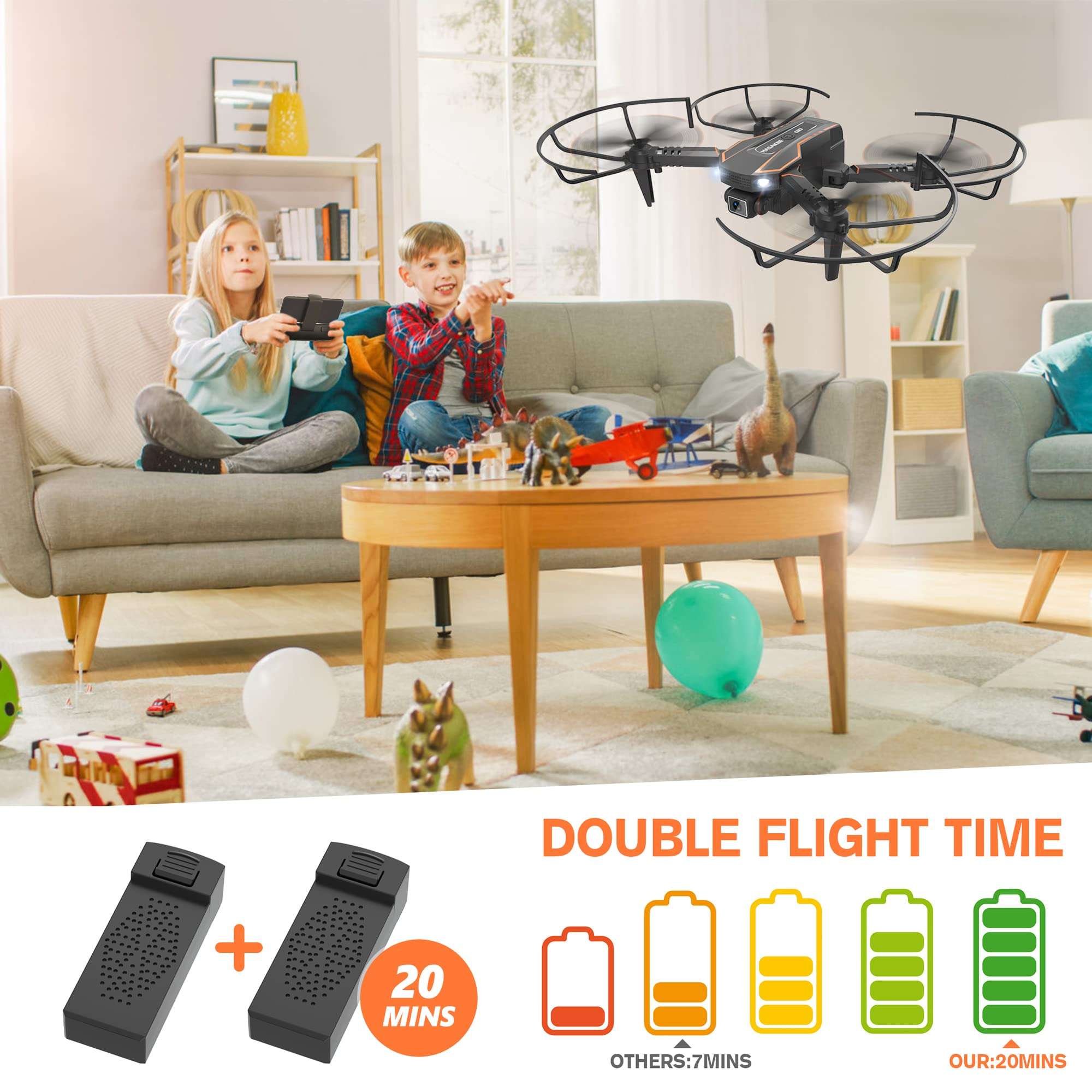 AVIALOGIC Mini Drone with Camera for Kids, Remote Control Helicopter Toys Gifts for Boys Girls, FPV RC Quadcopter with 1080P HD Live Video Camera, Altitude Hold, Gravity Control, 2 Batteries, Black - Image 5
