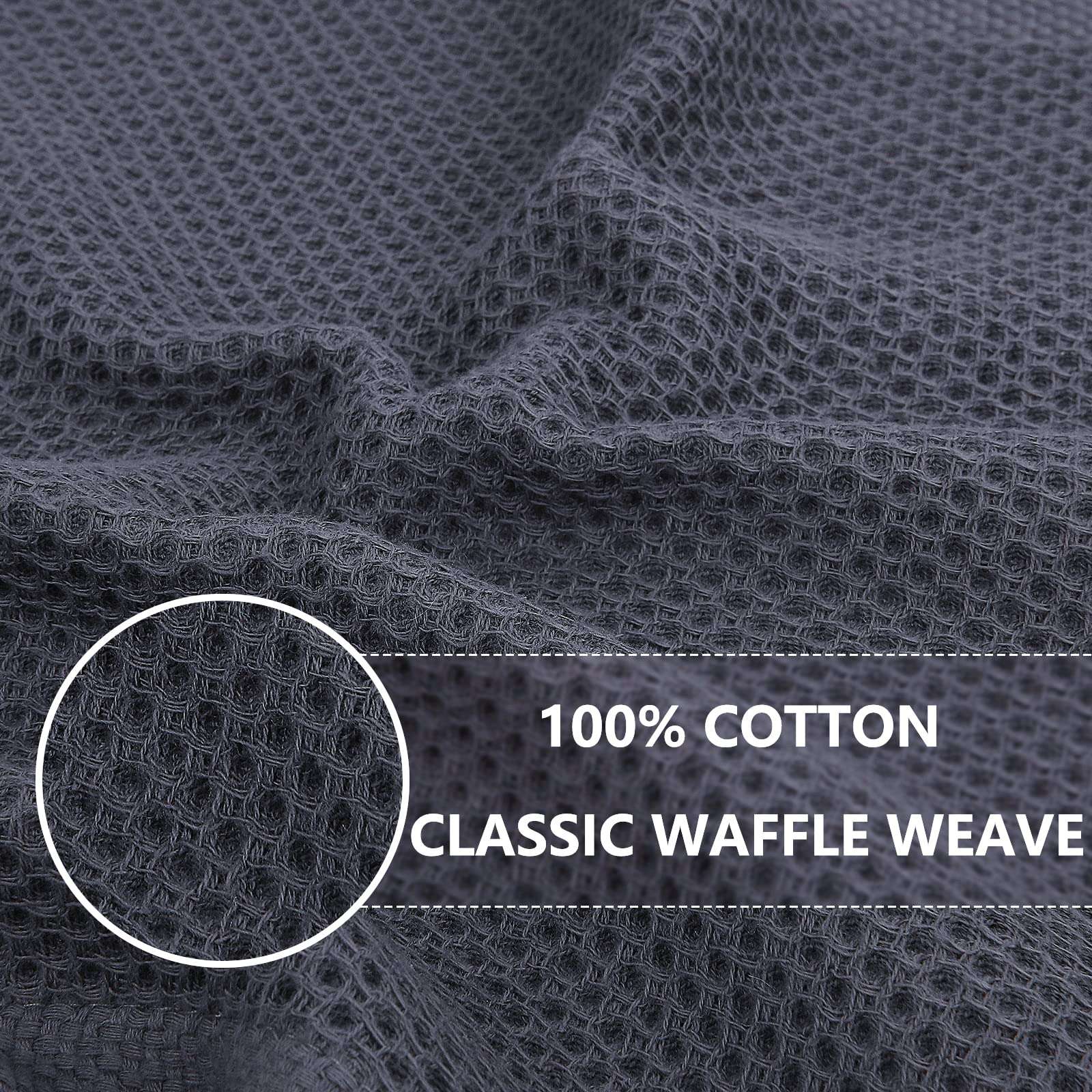 Homaxy 100% Cotton Waffle Weave Kitchen Dish Cloths, Ultra Soft Absorbent Quick Drying Dish Towels, 12 x 12 Inches, 6-Pack, Dark Grey - Image 4