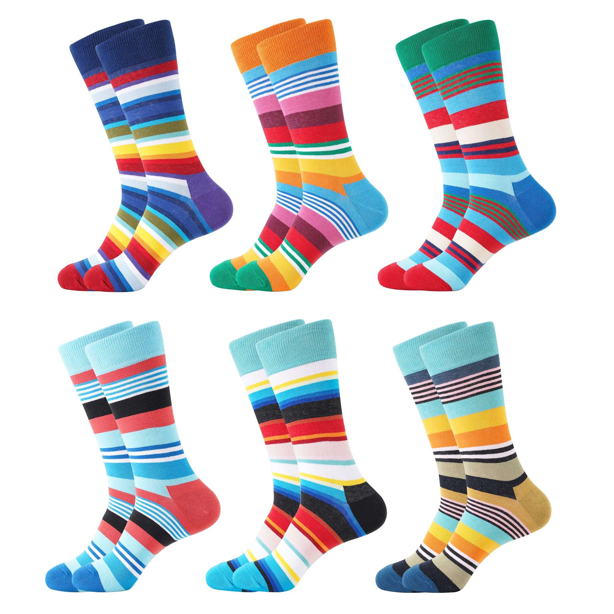 BONANGEL Mens Dress Socks Fun Funny Colorful Crazy Crew Dress Socks For Men 8-12 - Image 1