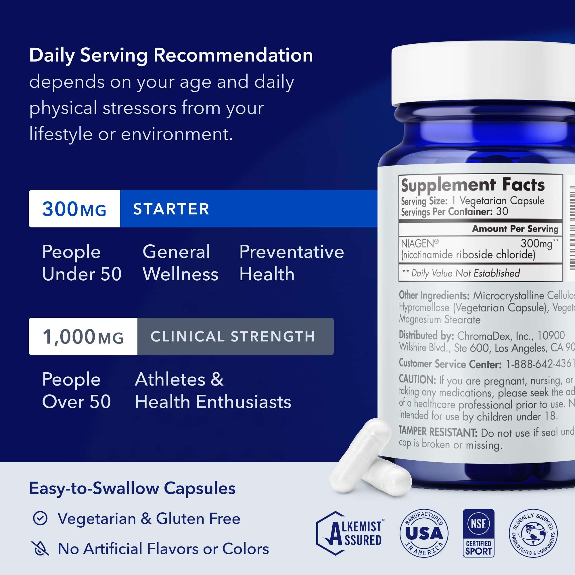 TRU NIAGEN Patented NAD Supplement for Anti Aging and Cell Regeneration, 300mg Niagen, 30 Servings | Supports Cellular Energy, Brain, Muscle | Nicotinamide Riboside (NR) Take 1 Daily | 2 Bottles - Image 7