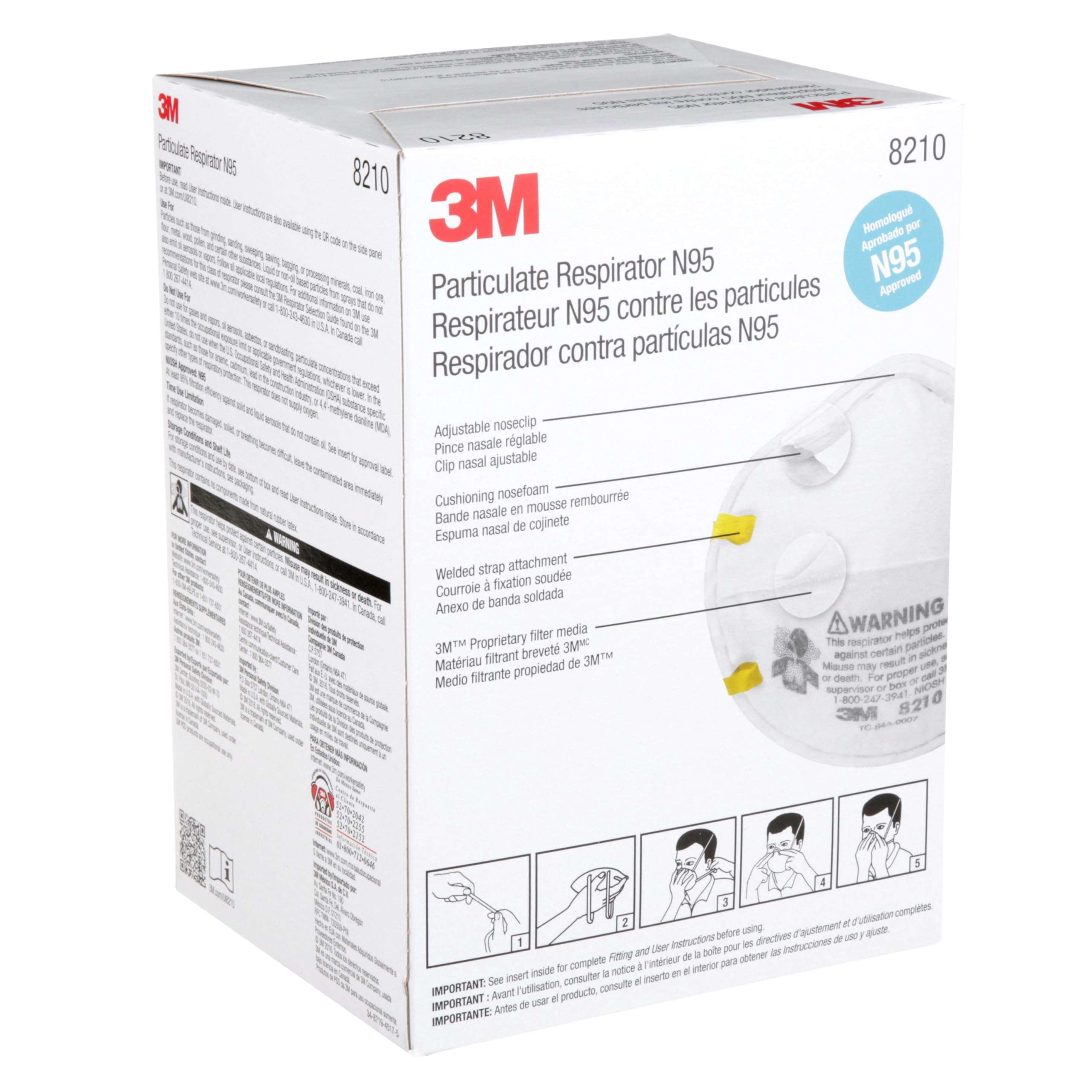 3M 8210 Particulate Respirator, N95, Pack of 20 Disposable Respirator, NIOSH APPROVED, Two-Strap Cup Style Design, Lightweight with Cushioning Nose Foam - Image 11