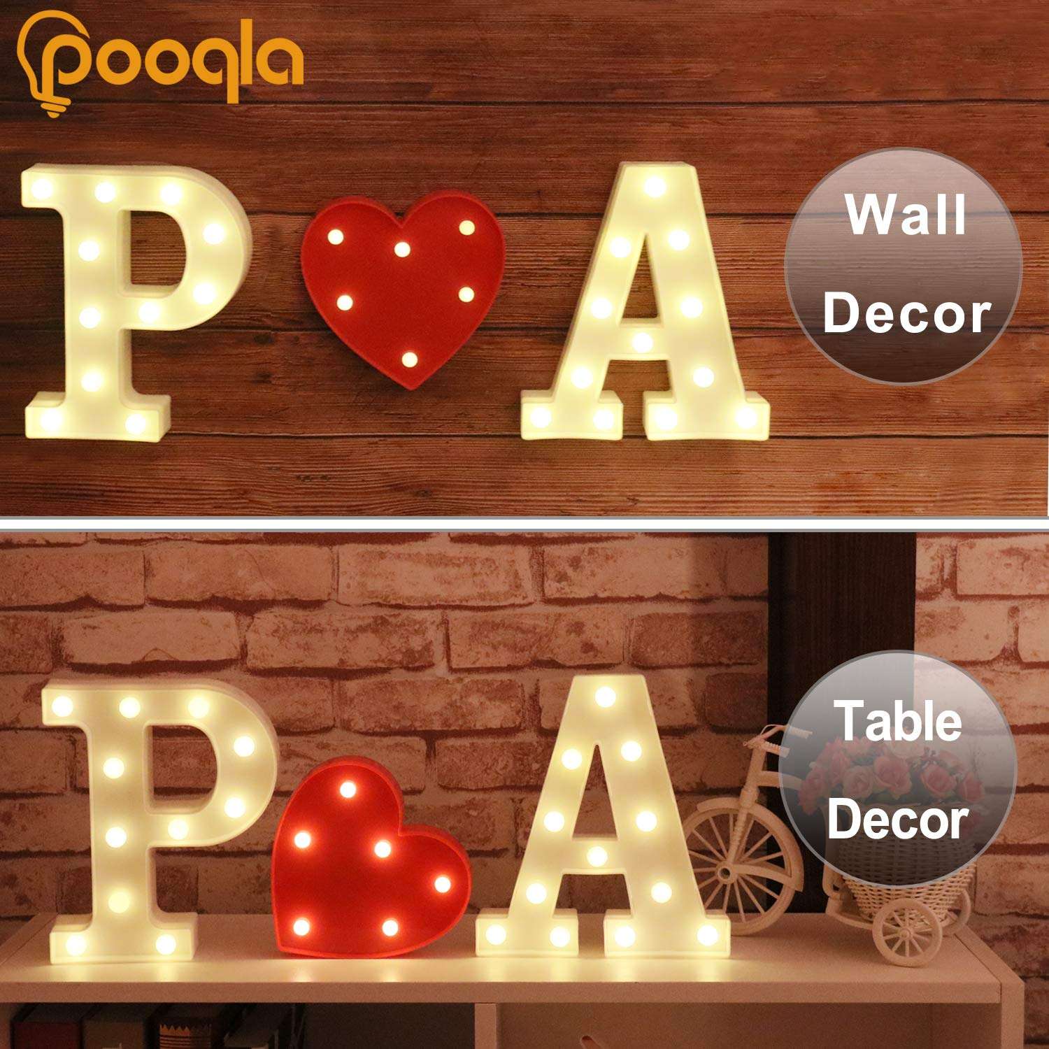 Pooqla LED Marquee Letter Lights Sign, Light Up Alphabet Letter for Home Party Wedding Decoration E - Image 6