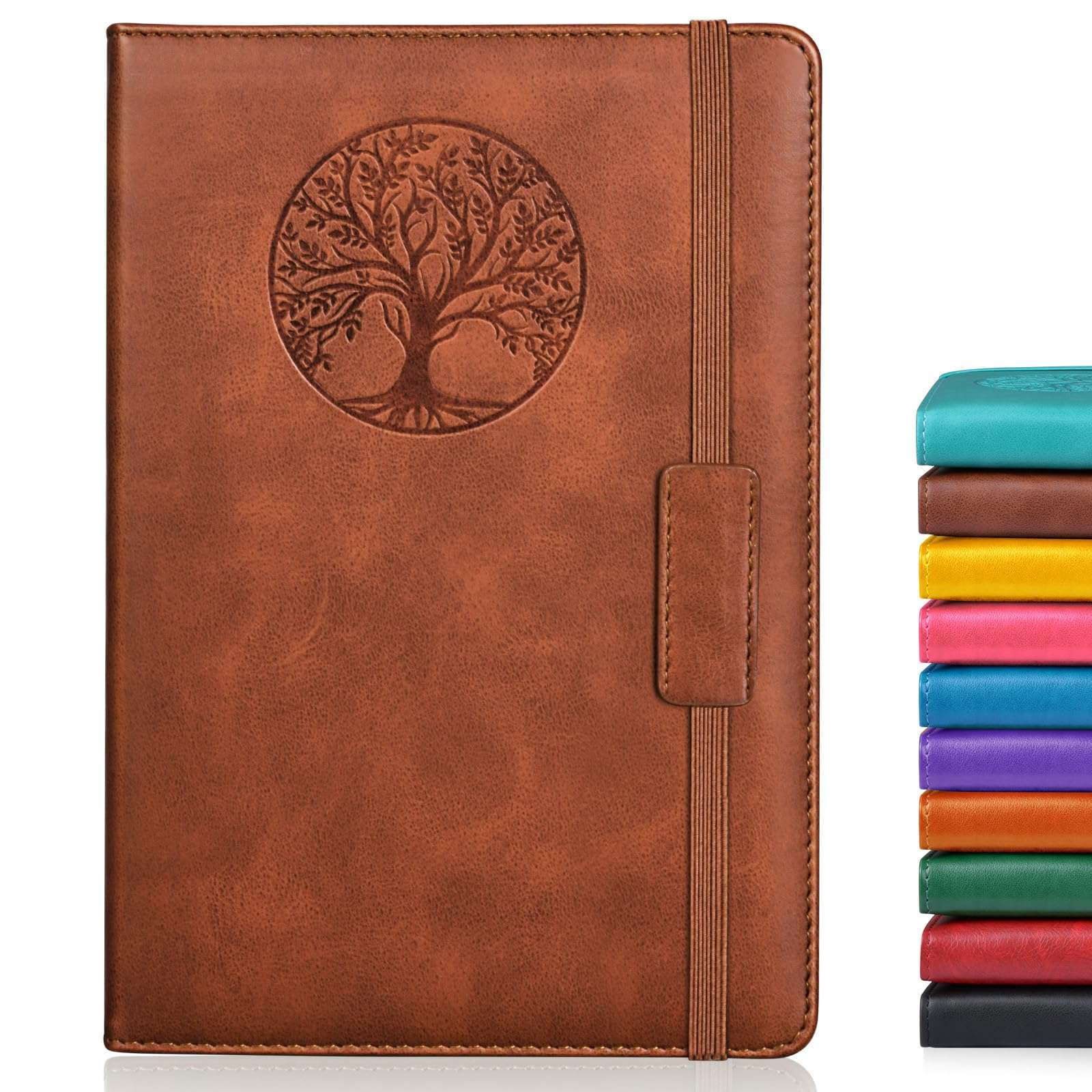 Biuwory Lined Journal Notebook for Women Men,256 Pages A5 Hardcover Leather Journals for Writing,Travel,Business,Work & School,College Ruled Notebooks for Note Taking,Diary Notepad 5.7"×8.3"(Brown) - Image 1