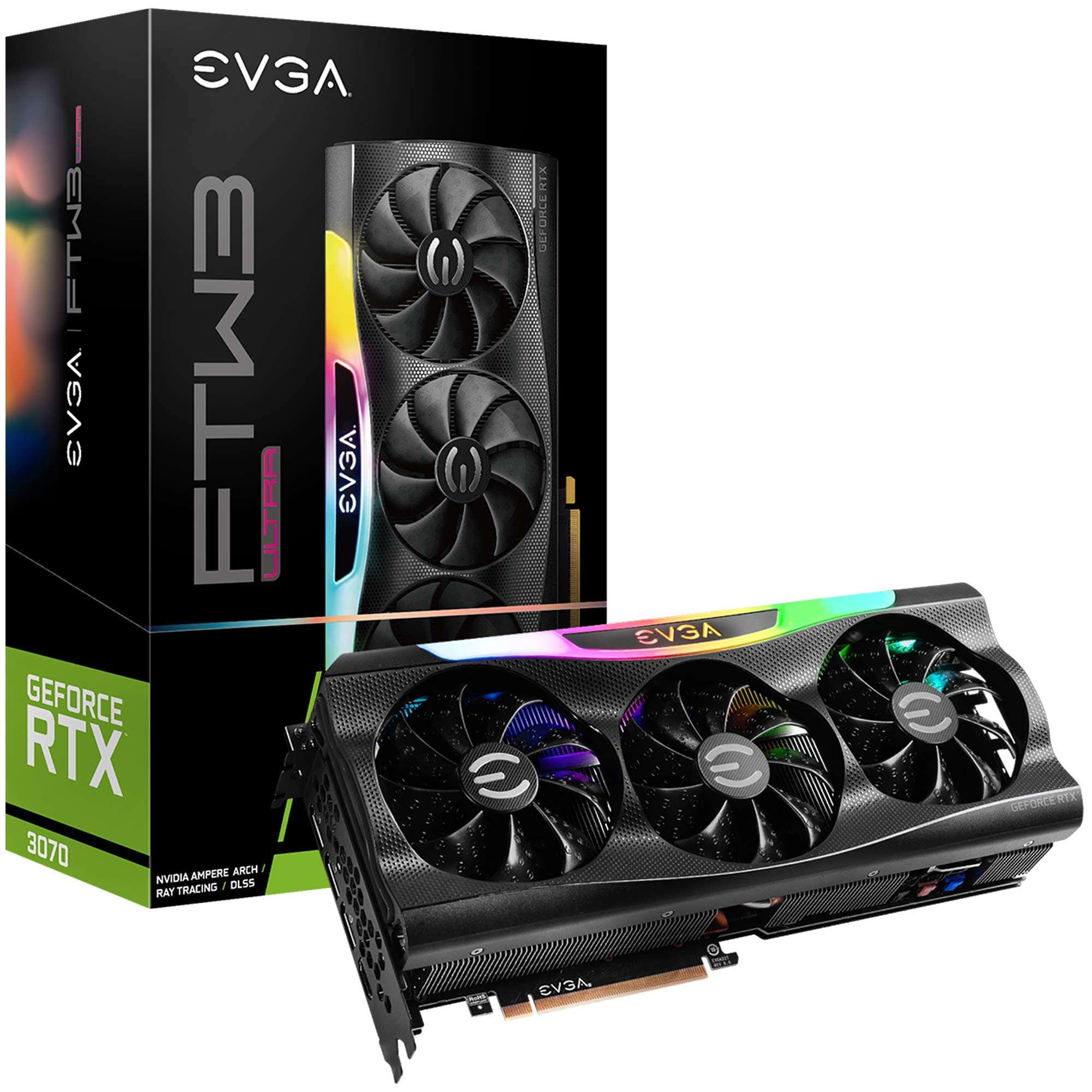 EVGA GeForce RTX 3070 FTW3 Ultra Gaming, 08G-P5-3767-KL, 8GB GDDR6, iCX3 Technology, ARGB LED, Metal Backplate, LHR - Image 1