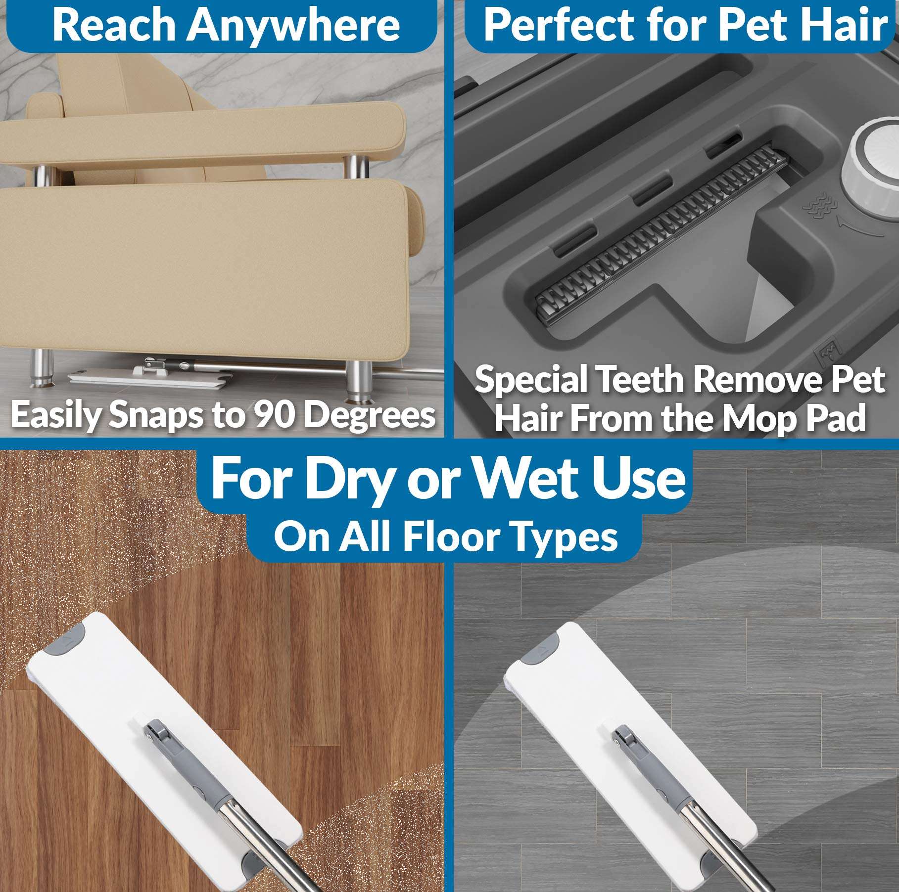 X3 Mop, Separates Dirty and Clean Water, 3-Chamber Design, Flat Mop and Bucket Set, Hands Free Home Floor Cleaning, 3 Reusable Microfiber Mop Pads Included - Image 5