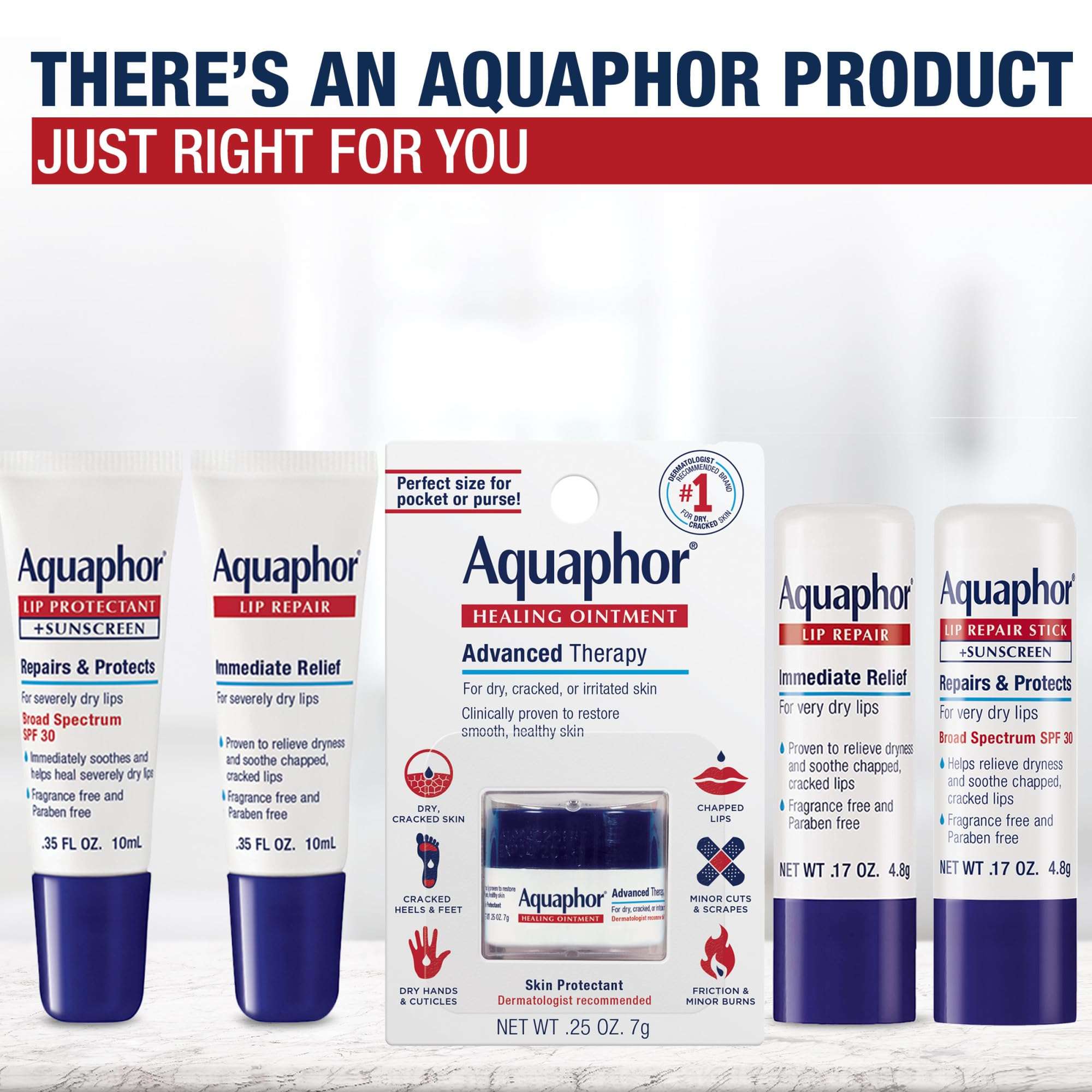 Aquaphor Lip Repair Ointment, Moisturizing Lip Balm Pack, Relieves Dryness, 0.35 Tube, Pack of 2 - Image 5