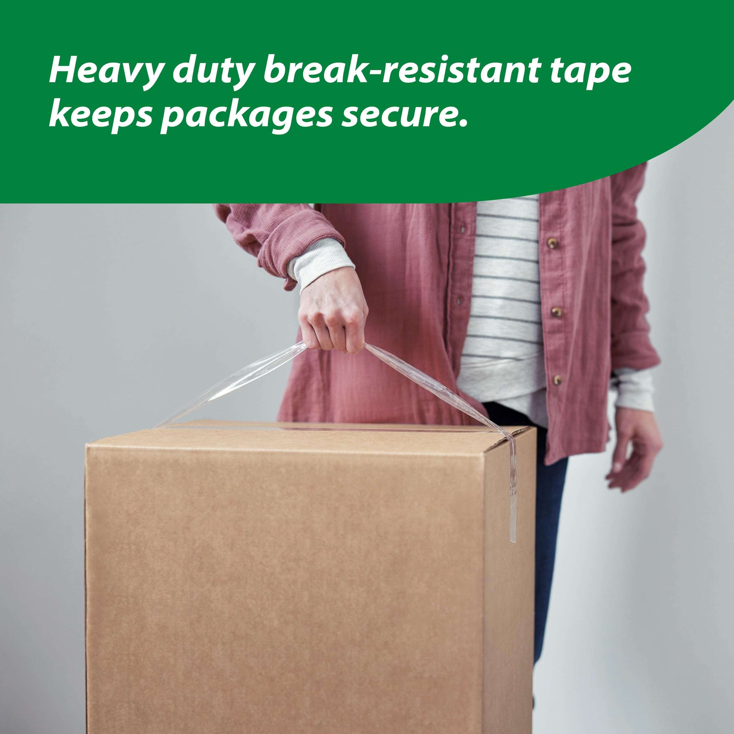 Duck HD Clear Packing Tape Dispenser Heavy Duty Packaging Tape Gun for Packing Boxes, Shipping and Moving - Includes 1 Refill Roll of HD Clear 1.88 In. x 50 Yards - Foam Handle (287398) - Image 2