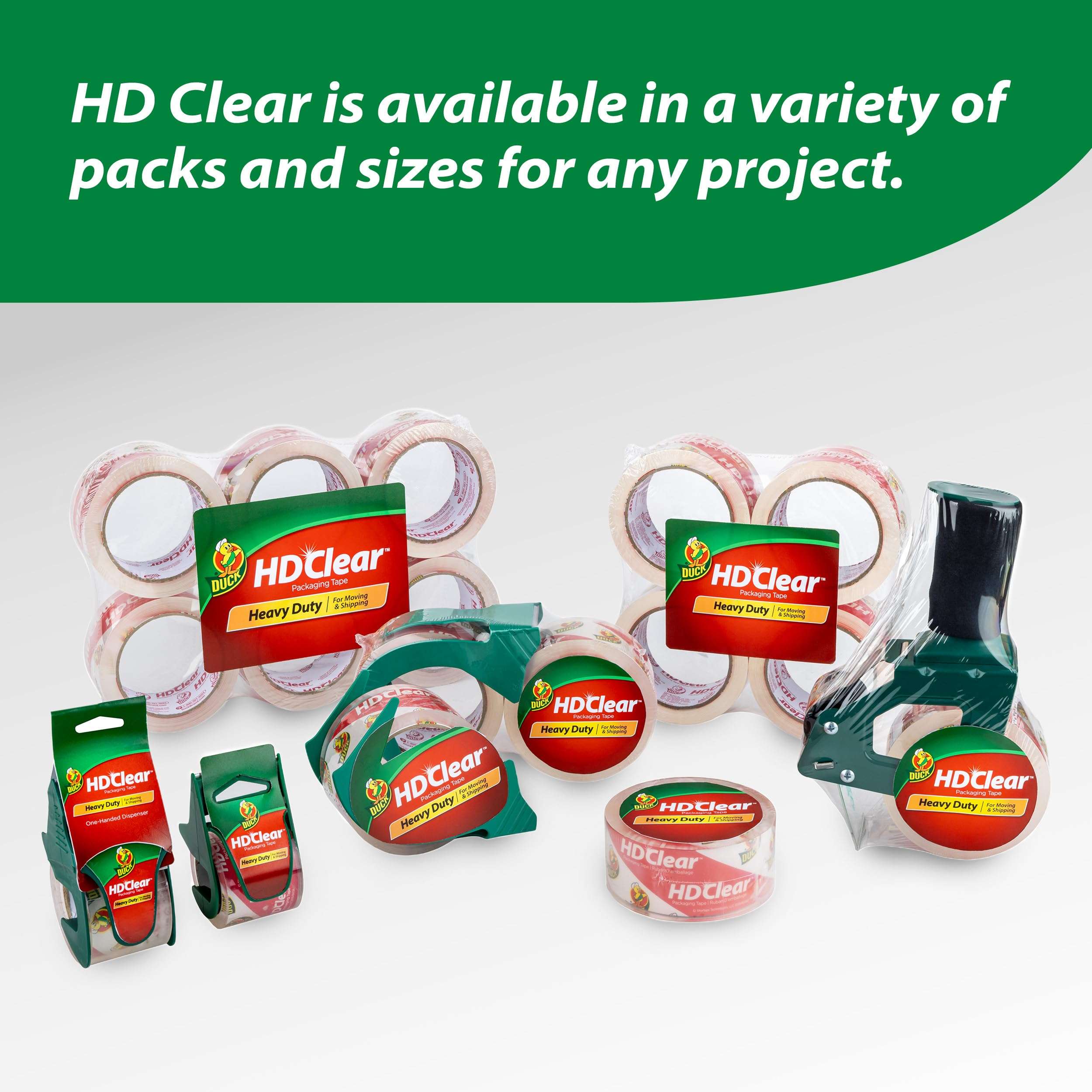 Duck HD Clear Packing Tape Dispenser Heavy Duty Packaging Tape Gun for Packing Boxes, Shipping and Moving - Includes 1 Refill Roll of HD Clear 1.88 In. x 50 Yards - Foam Handle (287398) - Image 6