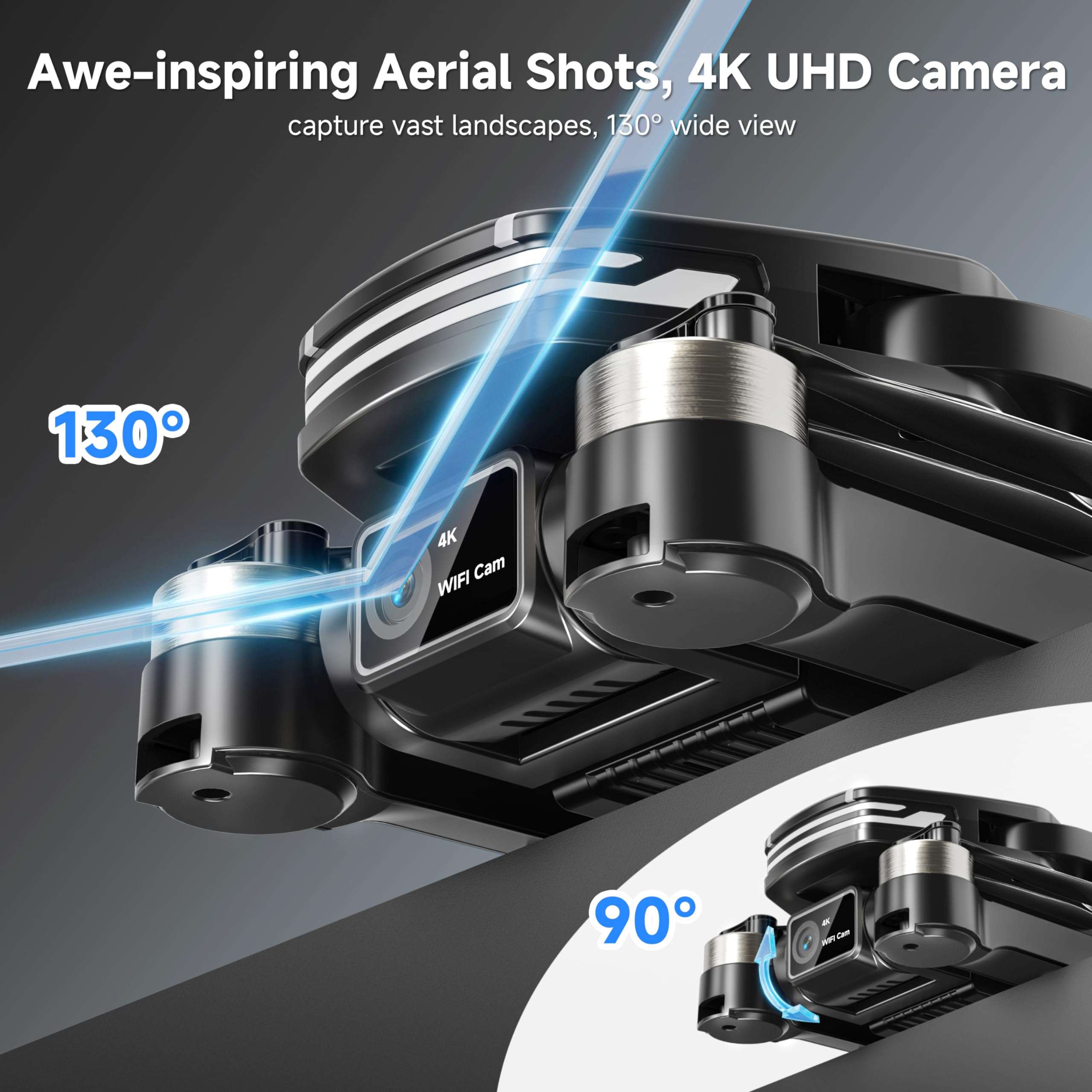 PLEGBLE Drones with Camera for Adults 4K Brushless Motor Drone for Kids Beginners, FPV Foldable RC Quadcopter with Propeller Guards, 2 Batteries, 1500mAh, 130° Lens, WiFi, Voice Control, Gesture Photography, Gift Toys for Men Boys - Image 3