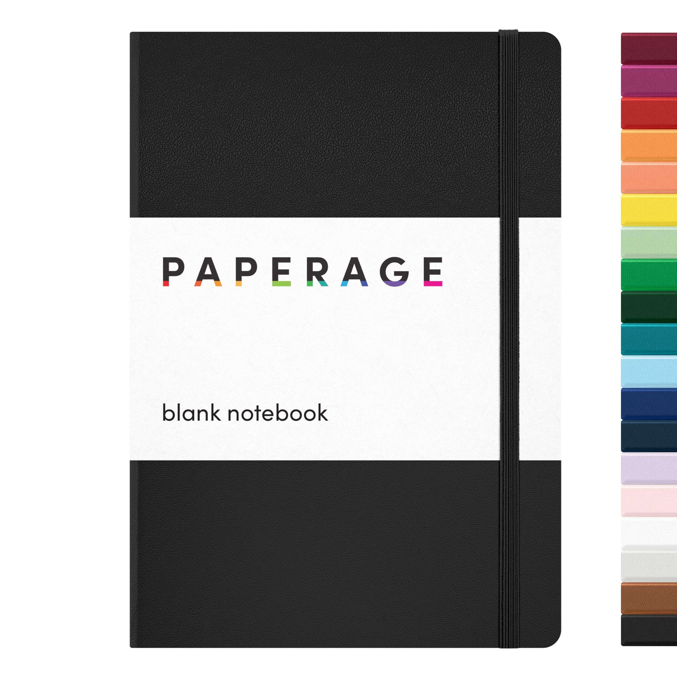 PAPERAGE Blank Journal Notebook, (Black), 160 Pages, Medium 5.6 in x 8 in - 100 GSM Thick Paper – Hardcover Journaling Notebook for Work, School, Note Taking or Sketching - Image 1