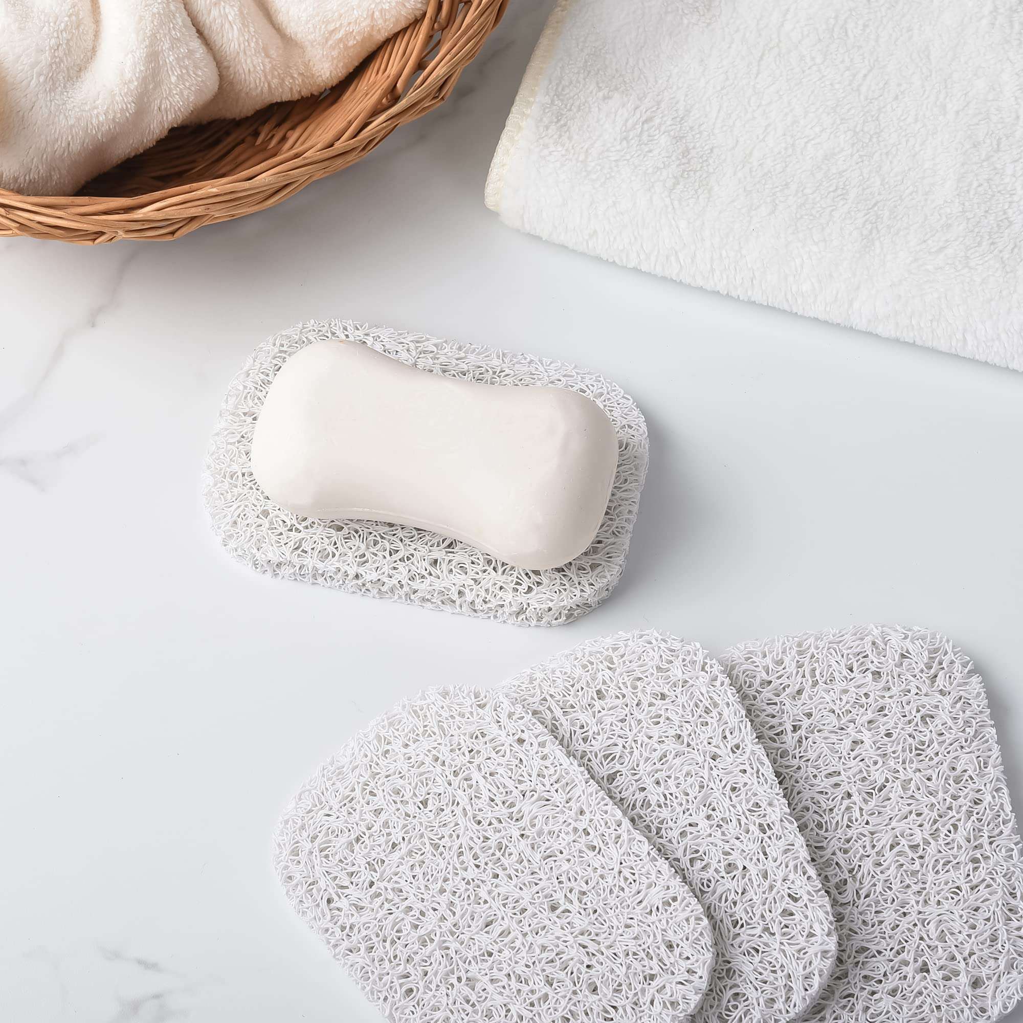 Jephen 4pcs Soap Lifting Pads for Soap Dish,Bars soap Holder for Shower Kitchen Bathroom Travel Hotel Cleaning Supplies - Image 2