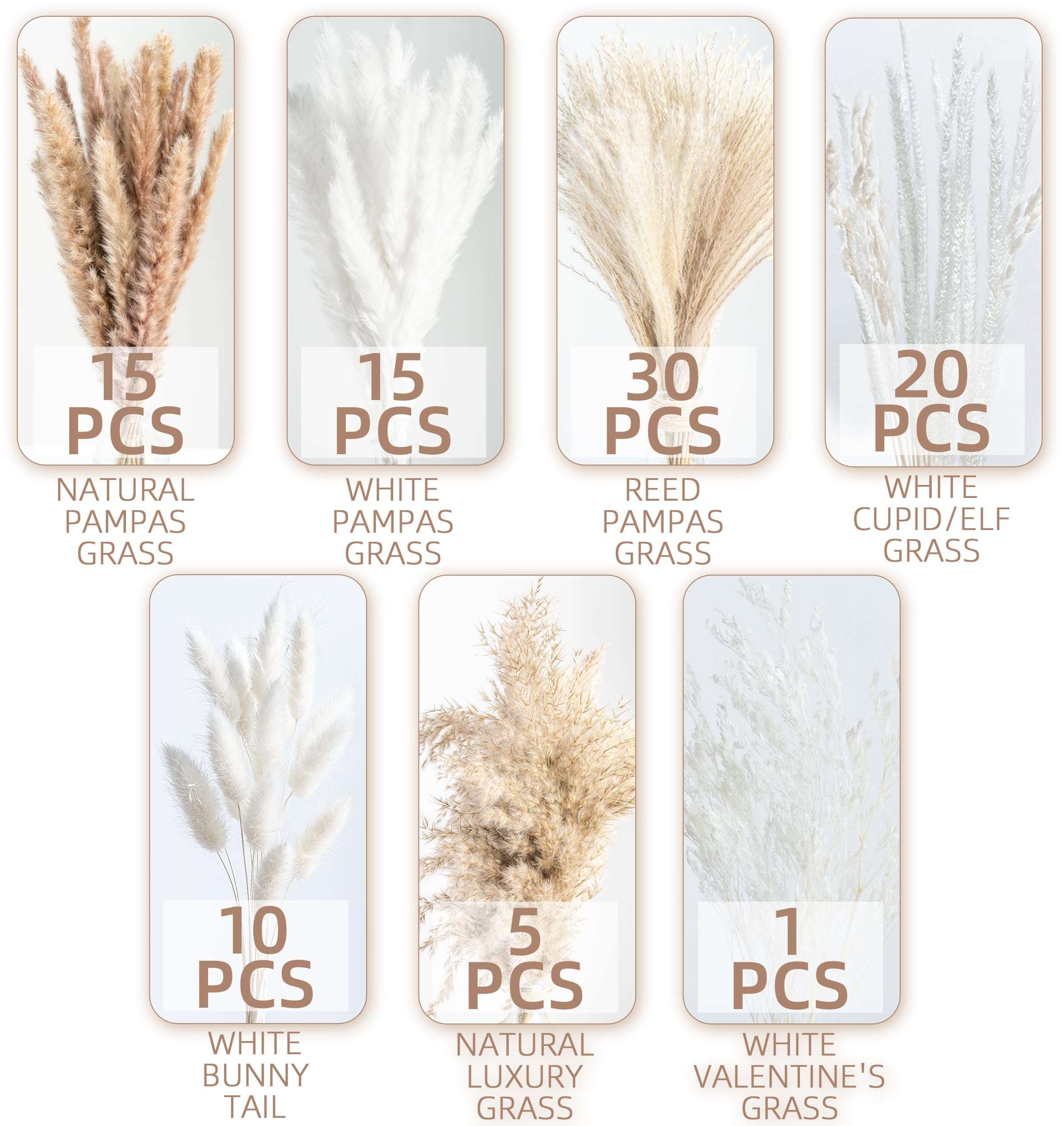 96PCS Natural Dried Pampas Grass Boho Home Decor Bouquet Phragmites Dried Flowers Bouquet for Wedding Floral Arrangements Home Decorations (96PCS) - Image 4