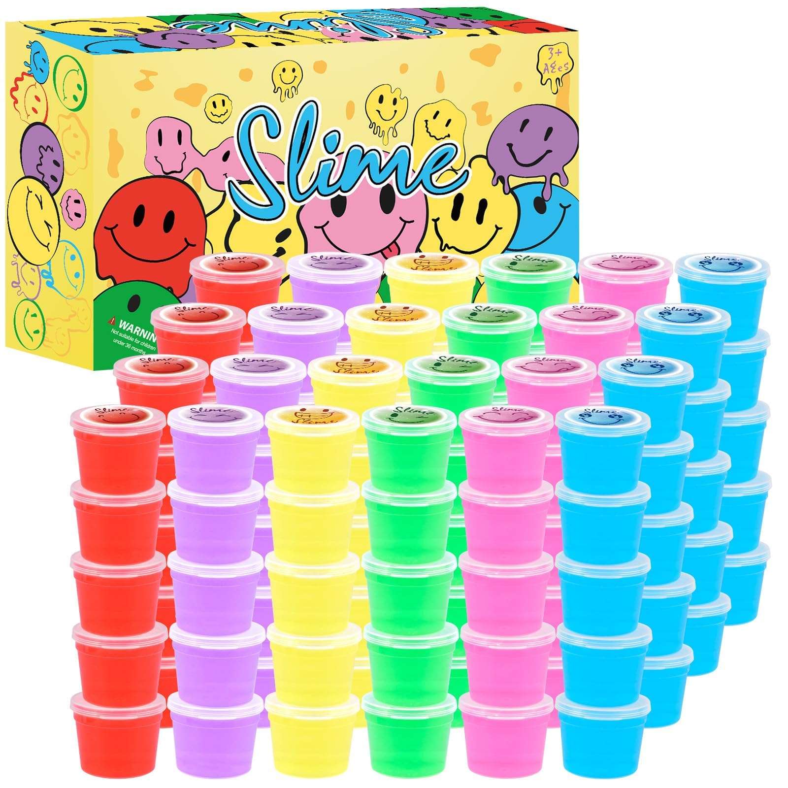 120 Pack for Kids Clear Crystal Bulk Slime Kit, Smiling Slime Color Box, Slime Kit for Girls and Boys, Stress Relief Kids Slime Kits for Toddlers, Classroom Reward, Valentine's Day Party Supplies - Image 1