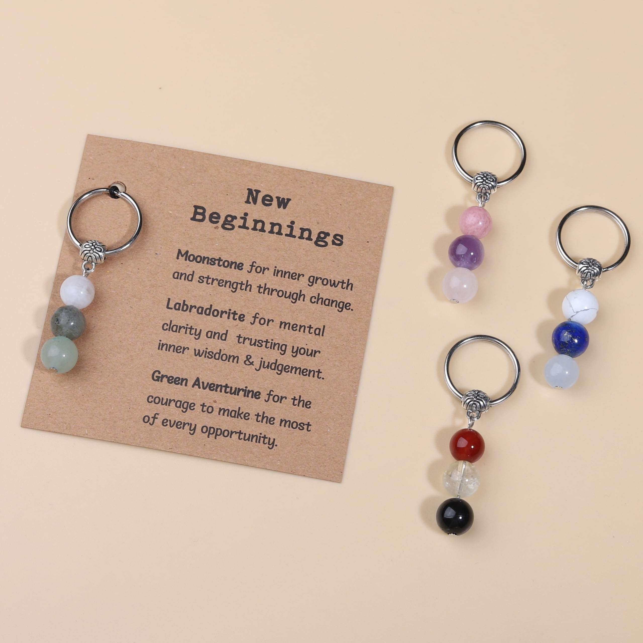 GINAZL Natural Crystals Keychain Gift for New Beginnings, Small Healing Stones Keychain for Anxiety Relief. Healing Crystals - Image 5