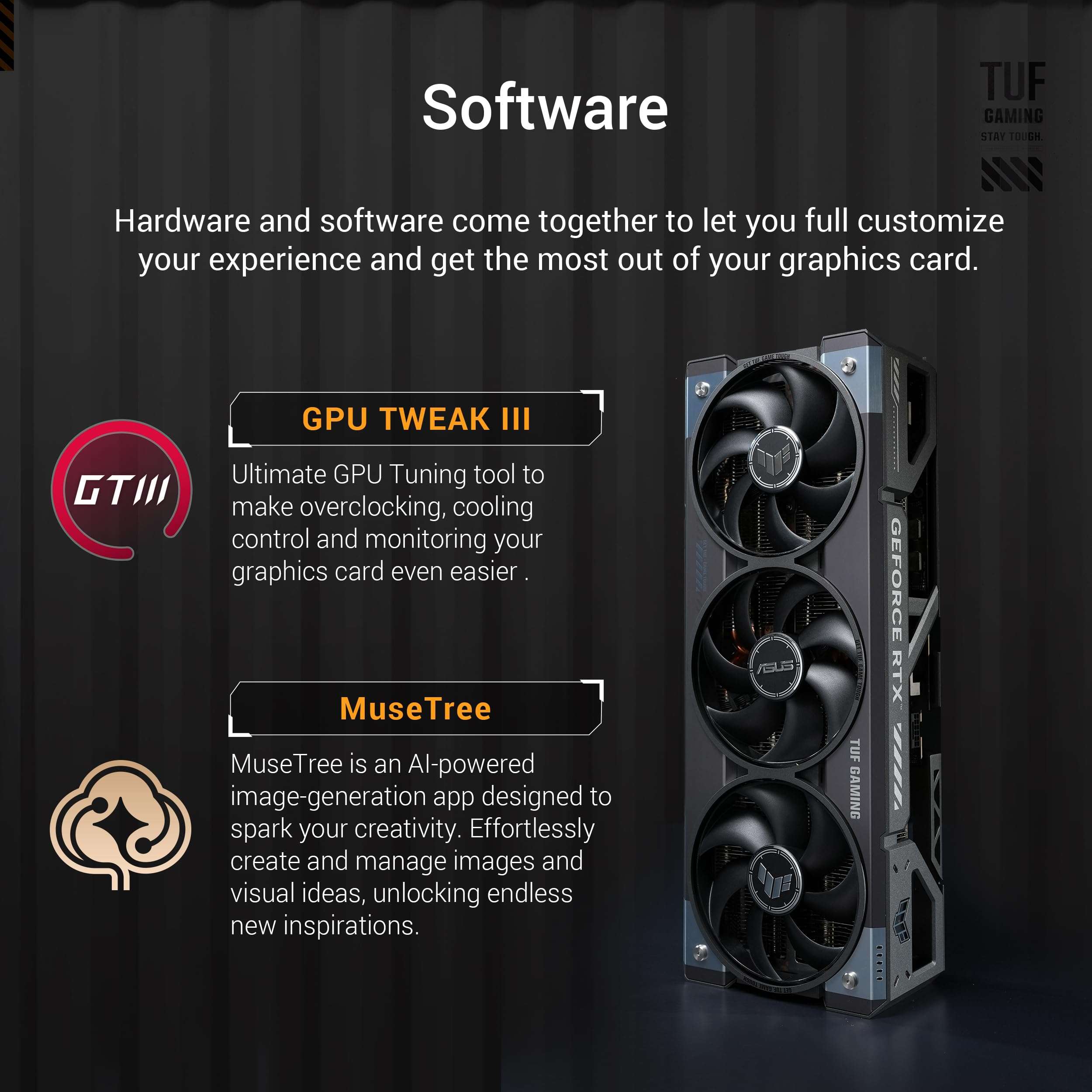 ASUS TUF Gaming GeForce RTX ™ 5080 16GB GDDR7 OC Edition Gaming Graphics Card (PCIe® 5.0, HDMI®/DP 2.1, 3.6-Slot, Military-Grade Components, Protective PCB Coating, axial-tech Fans, Vapor Chamber) - Image 6