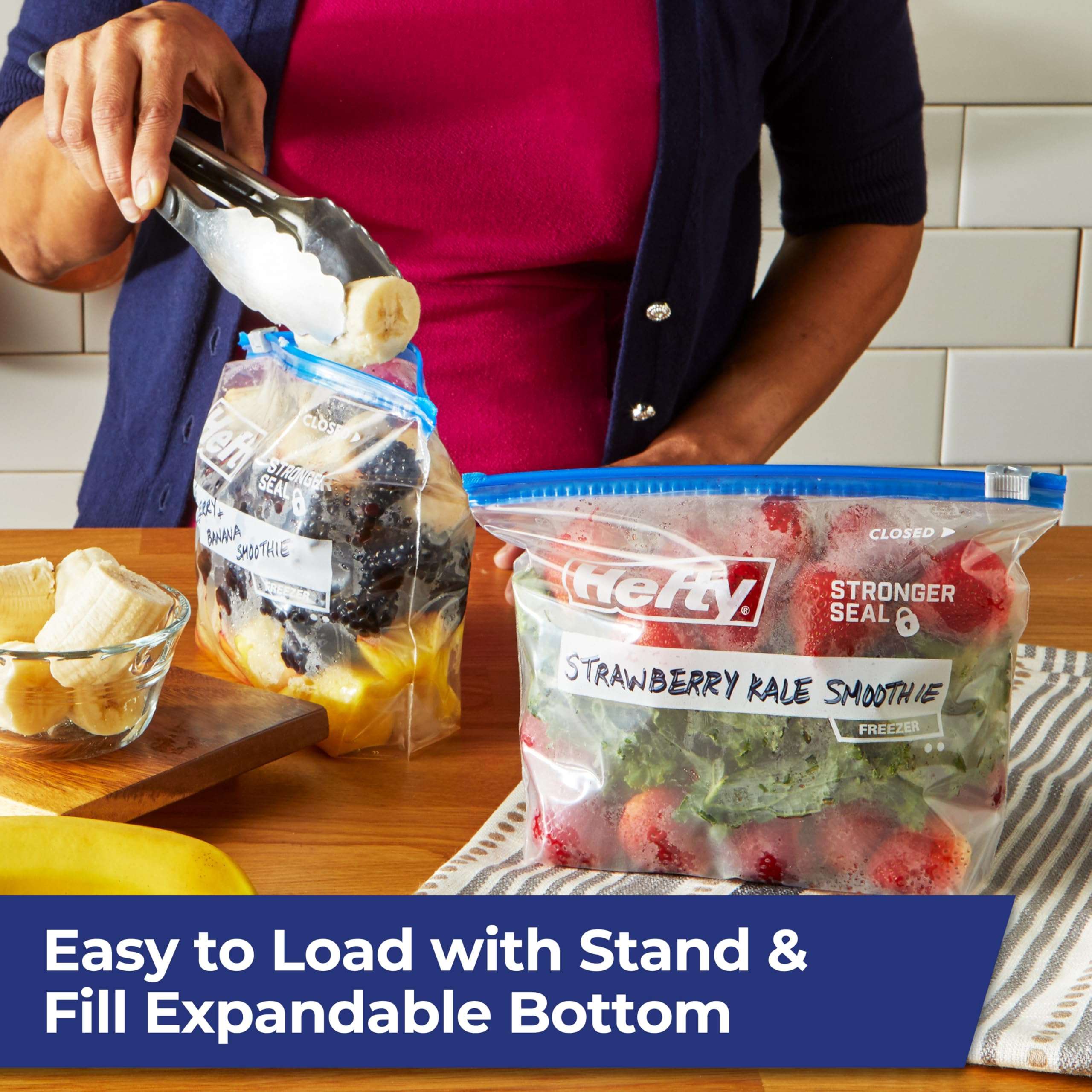 Hefty Slider Freezer Kitchen Storage Bags, Quart Size, 74 Count - Image 6