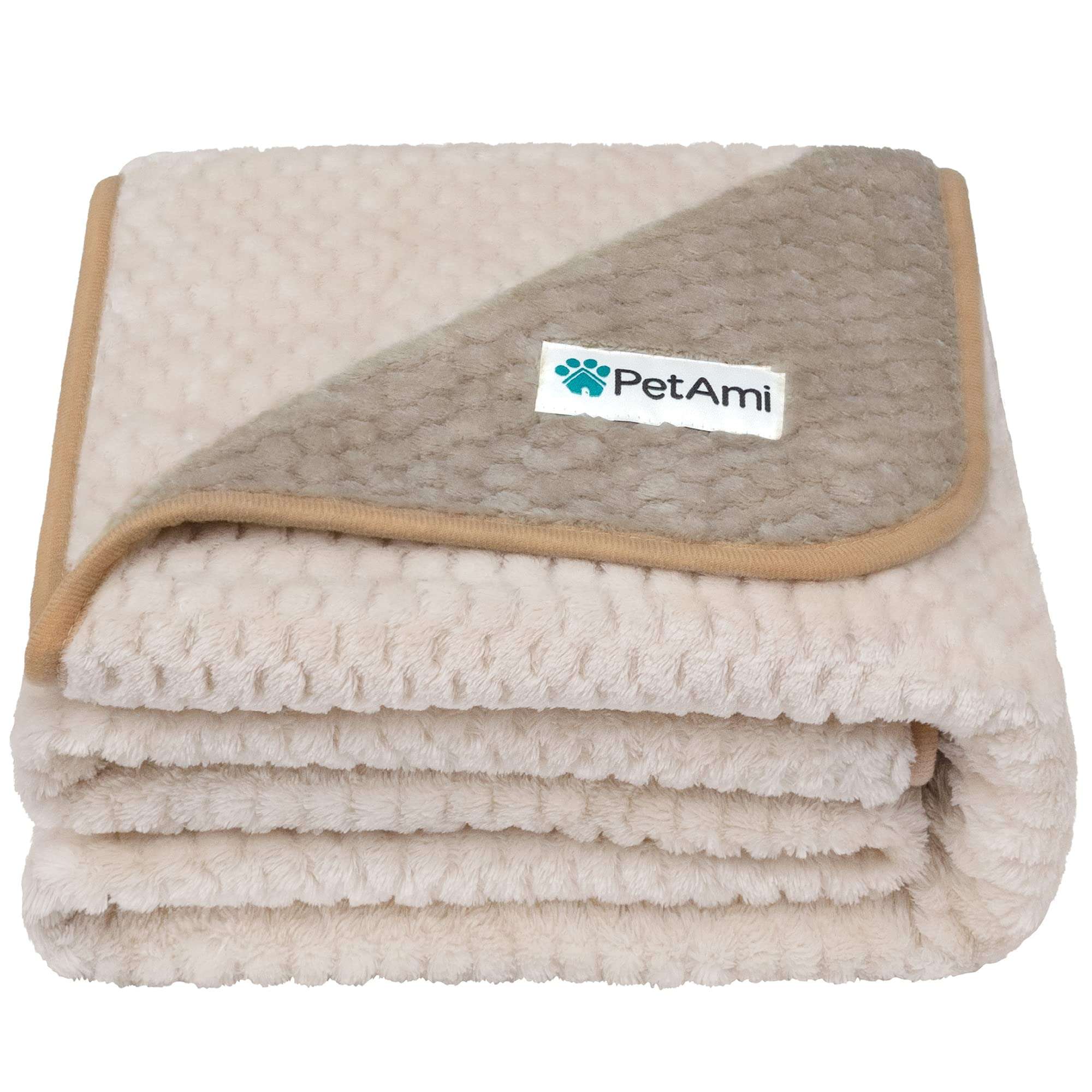PetAmi Waterproof Dog Blanket, Leakproof XL Pet Blanket for Large Dogs, Furniture Sofa Couch Cover Protector, Fleece Cat Throw Bed Crate Kennel, Reversible Washable Soft Plush, Twin 60x80 Taupe Beige - Image 1