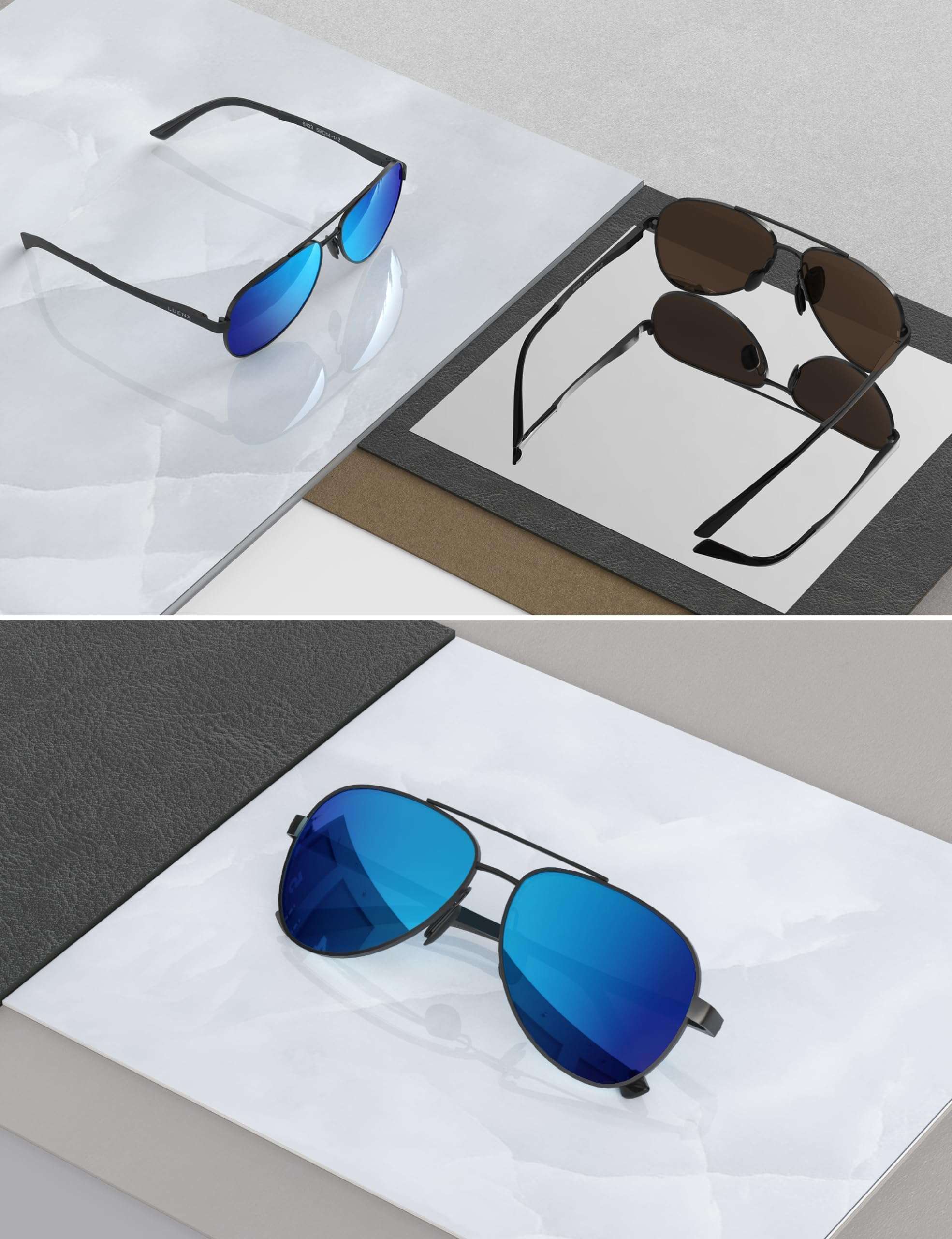 LUENX Aviator Sunglasses for Men Women Polarized - UV400 Protection, Stylish Shades, Driving, Outdoor Activities - Image 3