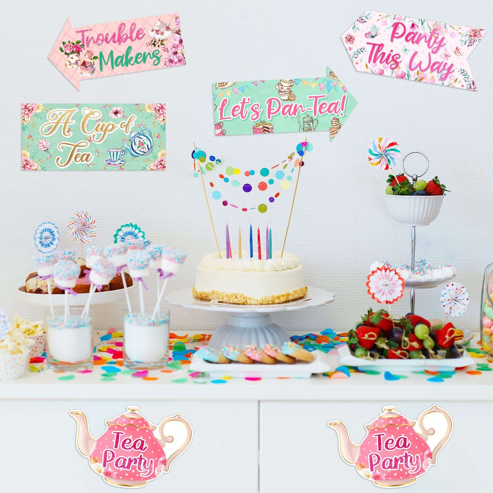 20 Pieces Floral Tea Party Sign Decorations Directional Cardboard Yard Signs for Outdoor Lawn Arrow for Tea Party Bridal Shower - Image 7