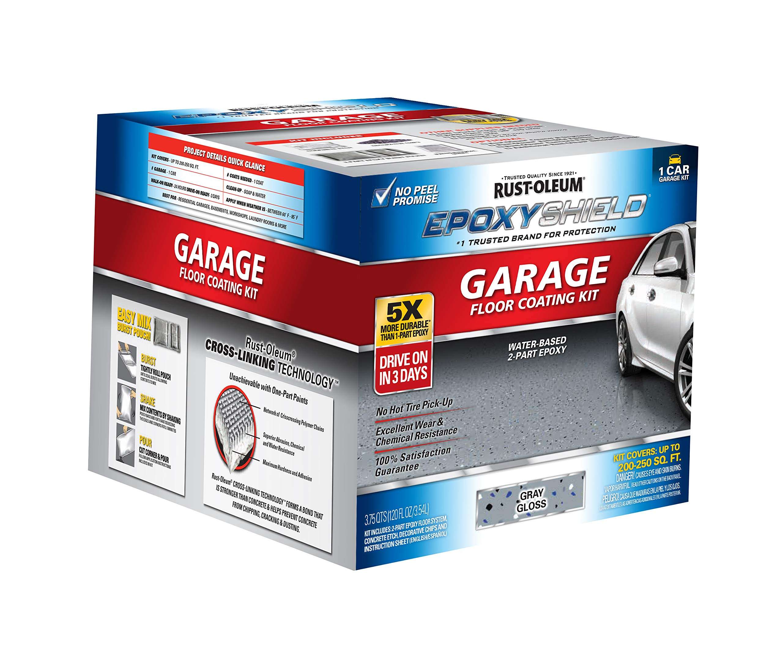 Rust-Oleum 251965 EPOXYSHIELD Garage Floor Coating Kit, 1 Car, Gloss Gray - Image 2