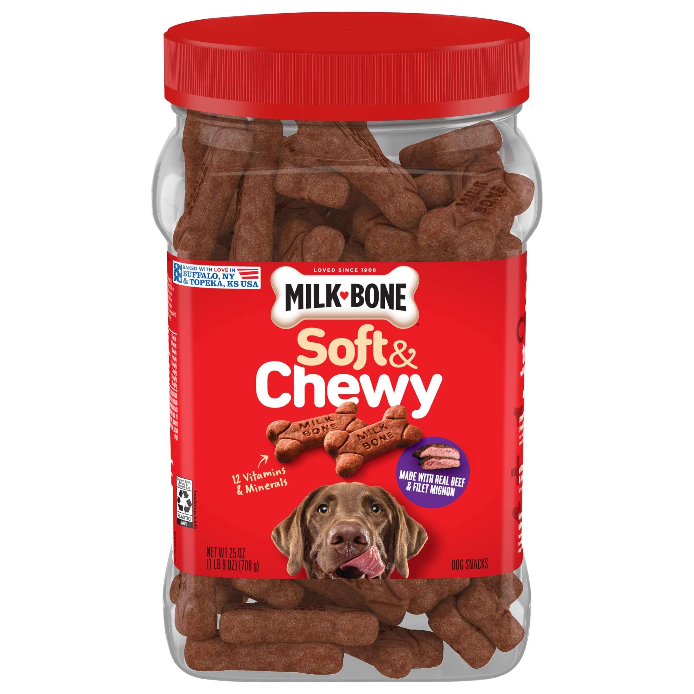 Milk-Bone Soft & Chewy Dog Treats, Beef & Filet Mignon Recipe, 25 Ounce - Image 1