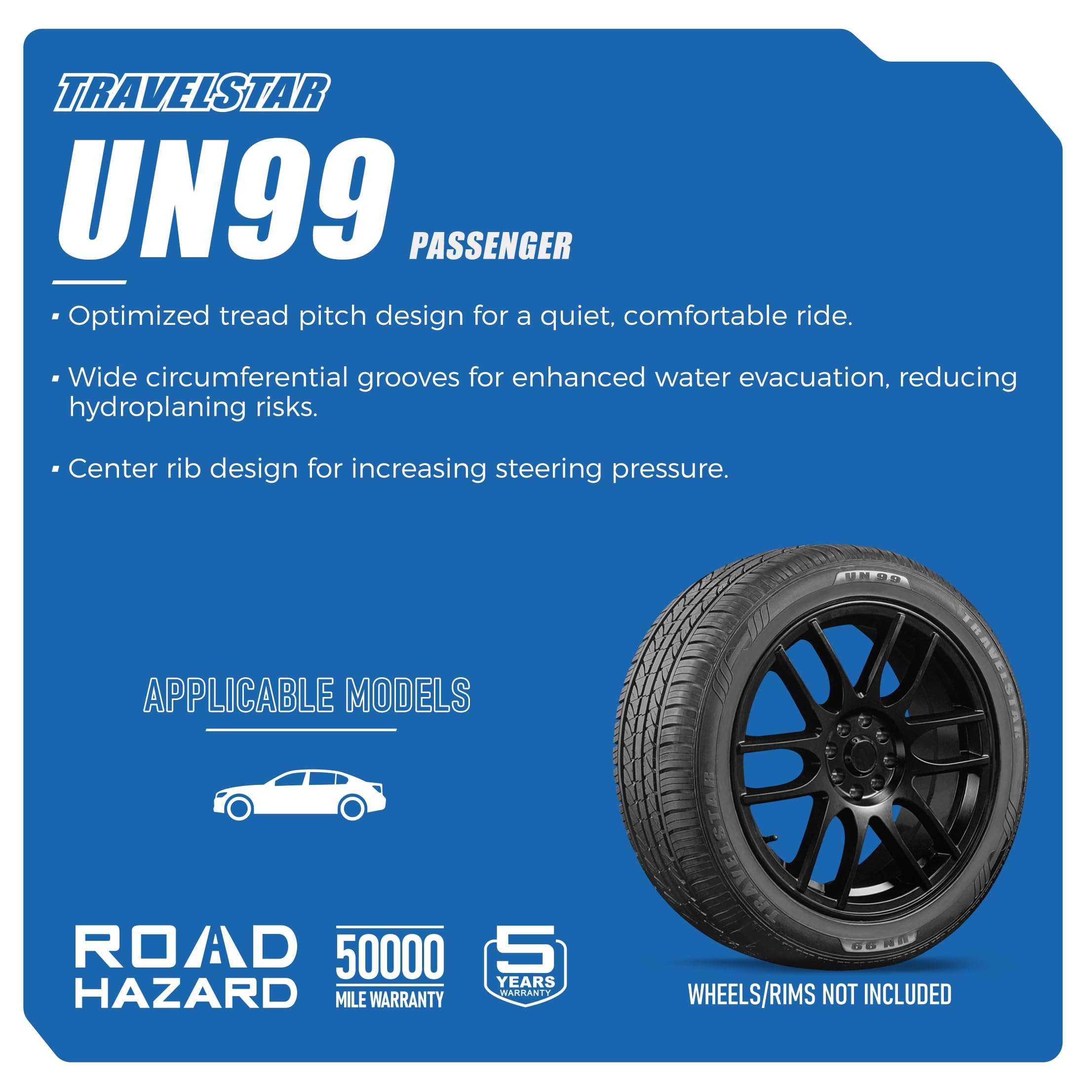 Set of 2 (Two) Travelstar UN99 All Season 225/65R17 102H All Season Radial Passenger Car Tire 225/65/17 - Includes Road Hazard Warranty (Tire Only) - Image 2