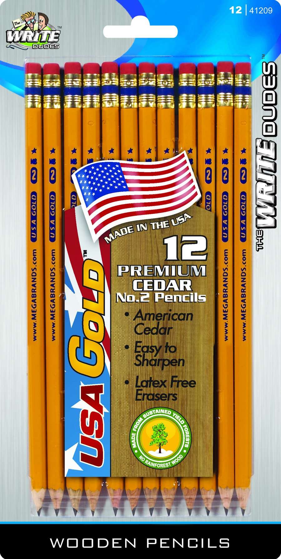 Write Dudes USA Gold Premium Cedar No. 2 Pre-Sharpened Pencils 12-Count (DDR56) - Image 2
