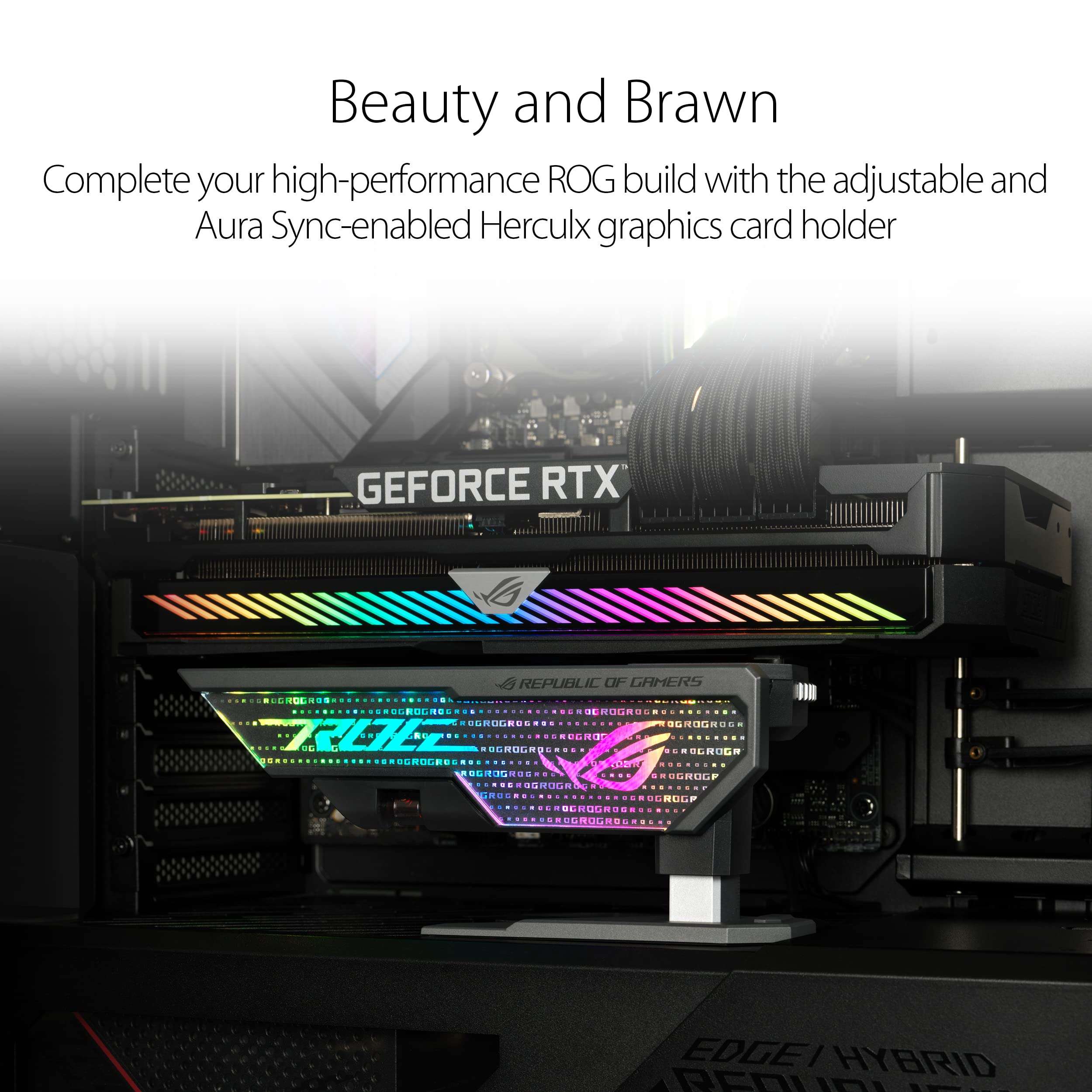 ASUS ROG Herculx Graphics Card Anti-Sag Holder Bracket (Solid Zinc Alloy Construction, Easy Toolless Installation, Included Spirit Level, Adjustable Height, Wide Compatibility, Aura Sync RGB) - Image 6