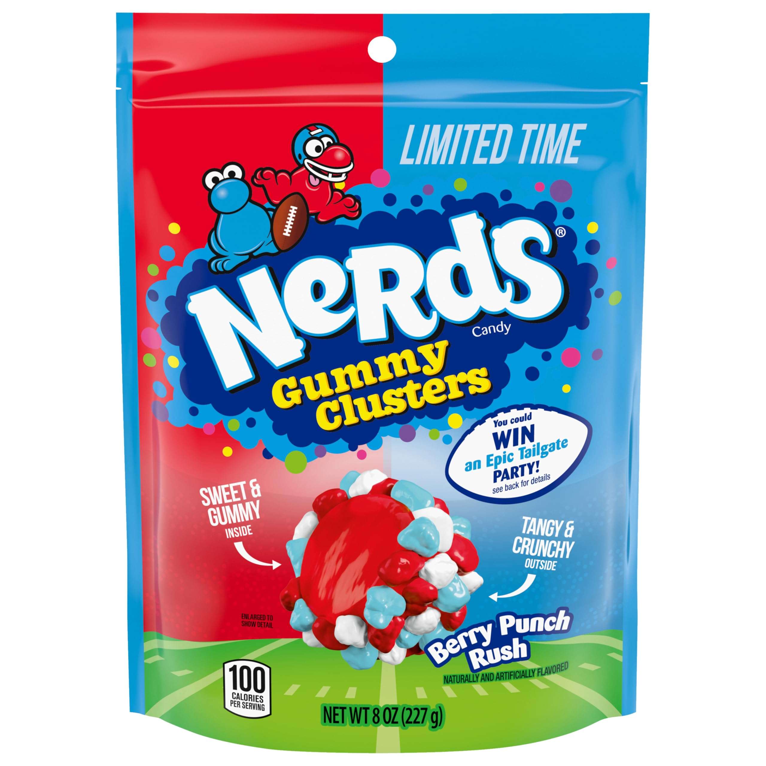 NERDS Gummy Clusters Candy, Berry Punch Rush, Crunchy and Gummy, Game Day Candy, Football Party Supplies, 8 oz - Image 1