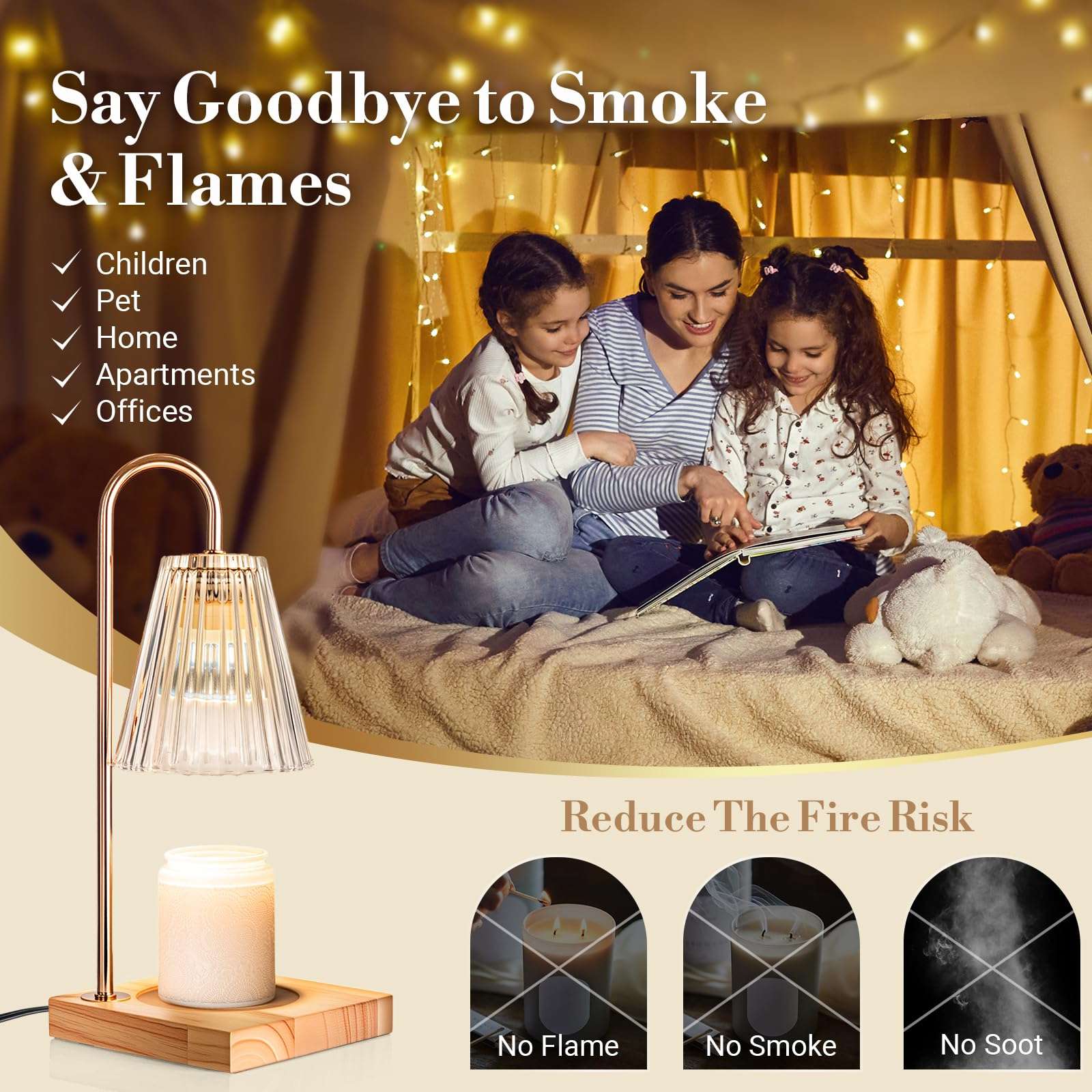 Marycele Candle Warmer Lamp with Timer Dimmer, Birthday Gifts for Mom Women Friend Sister, House Warming Gifts, Vintage Clear Wax Melt Warmer, Fall Decorations Office Apartment Dorm Room Home Decor - Image 3