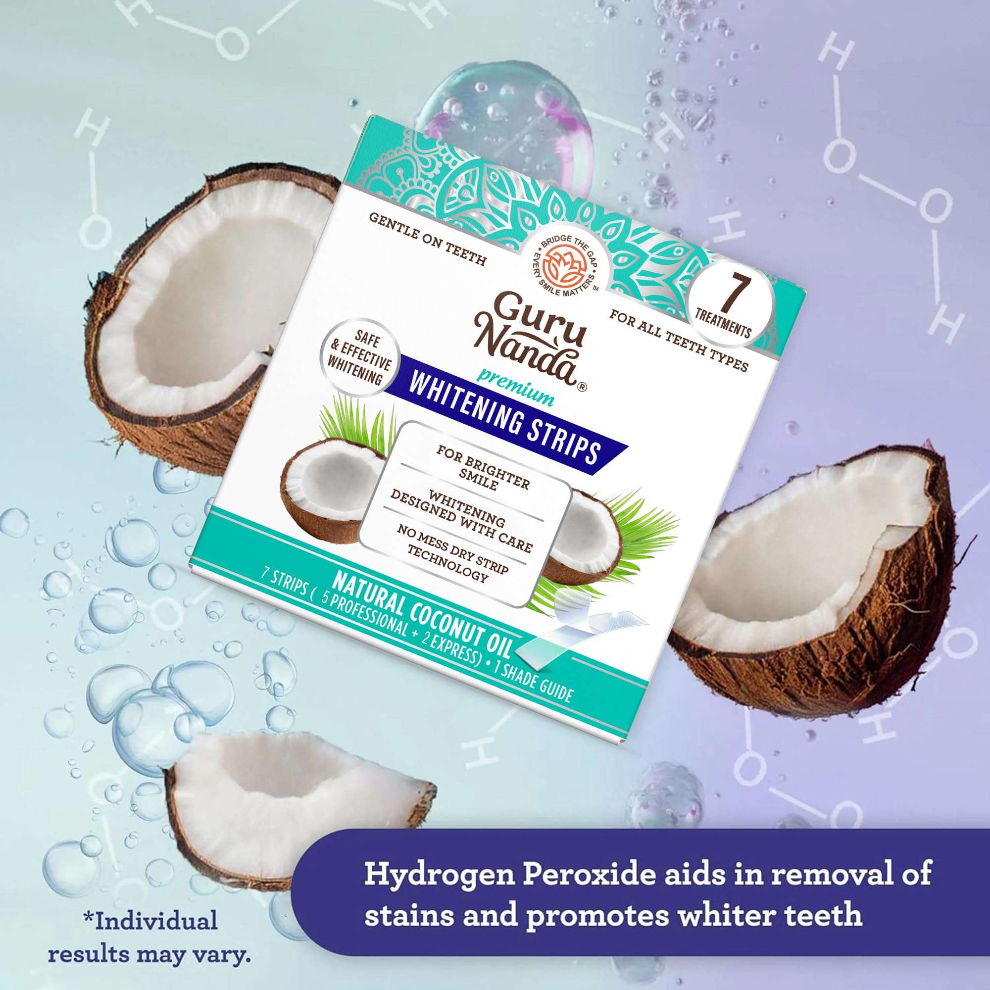 GuruNanda Teeth Whitening Strips - 7-Day Treatment with Non-Slip, Dry Strip Technology - Whitening Designed with Care for a Brighter Smile - Image 4