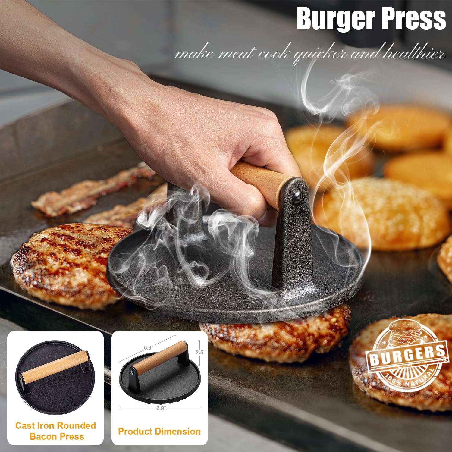 Grilliance 27pcs Griddle Accessories Kit for Blackstone, Professional Hibachi Flat Top Grill Tools, Enlarged Spatula Gift Set with Basting Cover，Burger Press Patty Maker for Outdoor BBQ Teppanyaki - Image 3