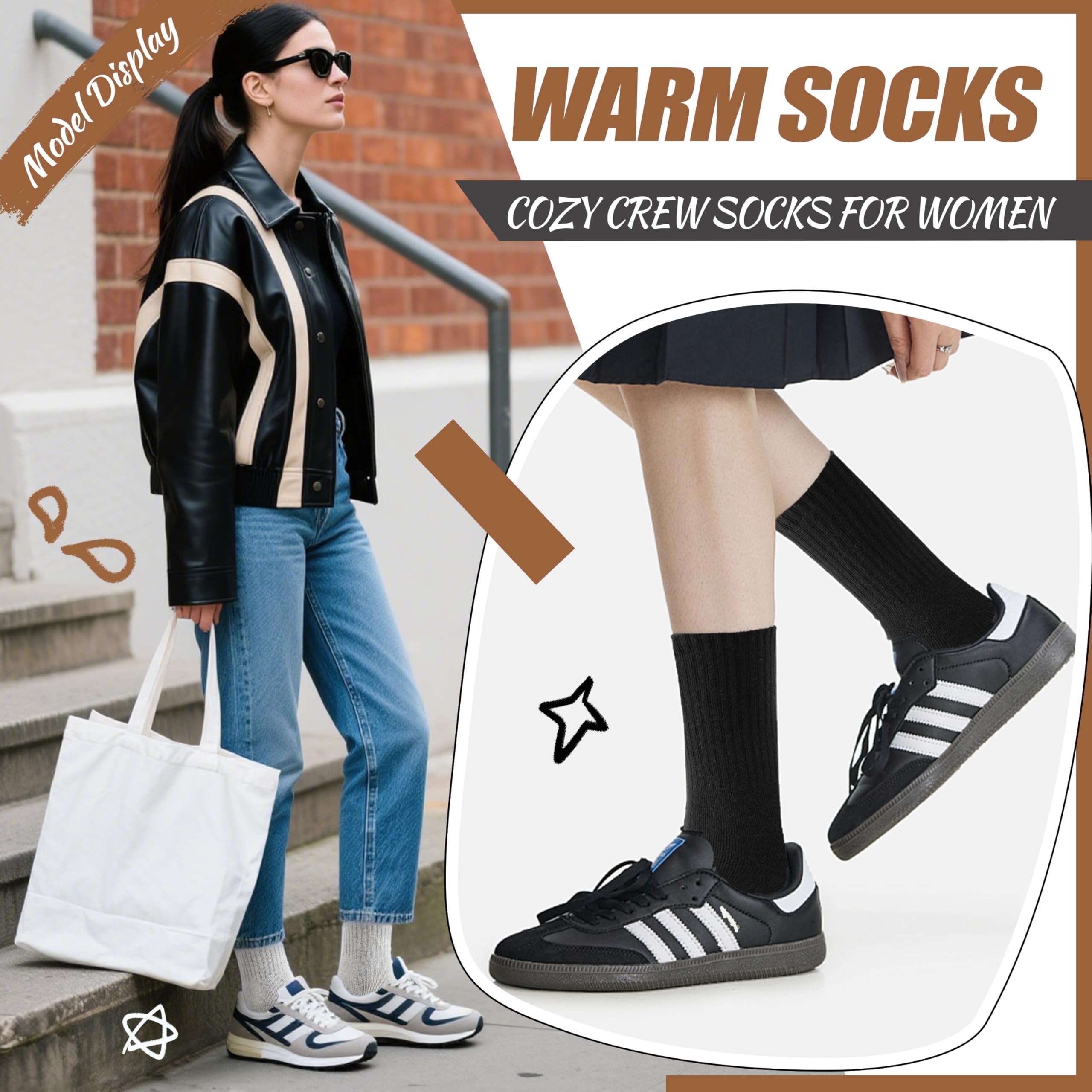 EBMORE Merino Wool Socks for Women Hiking Thermal Warm Winter Thick Boot Cozy Crew Comfy Work Socks for Ladies 5 Pairs - Image 5