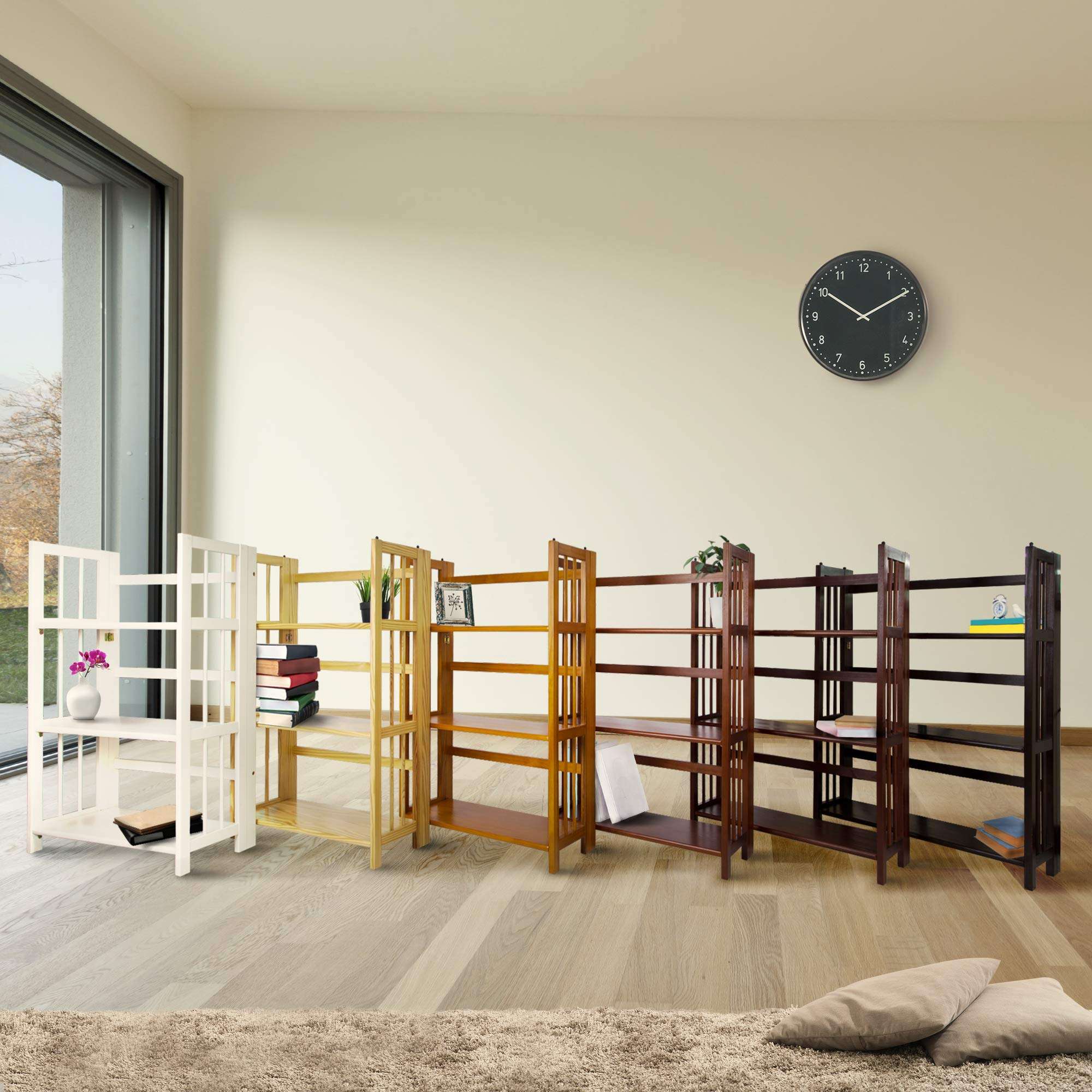 Casual Home 3 Shelf Folding Stackable Bookcase, 27.5" Wide, Espresso - Image 14