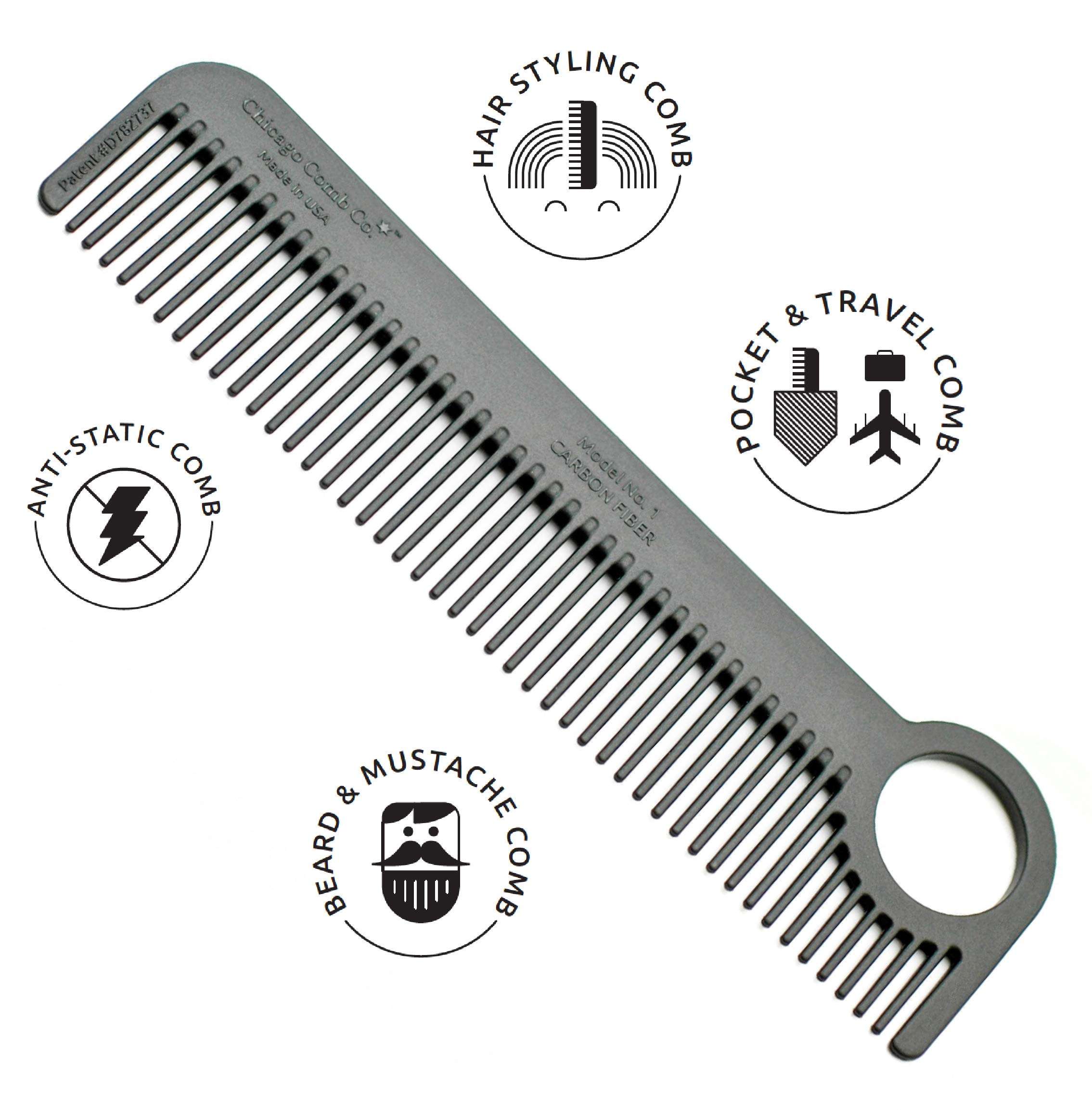Chicago Comb Model 1 Carbon Fiber, Made in USA, smooth, strong, and light, anti-static, heat-resistant, 5.5 inches (14 cm) long, ultimate daily use, pocket, and travel comb - Image 6