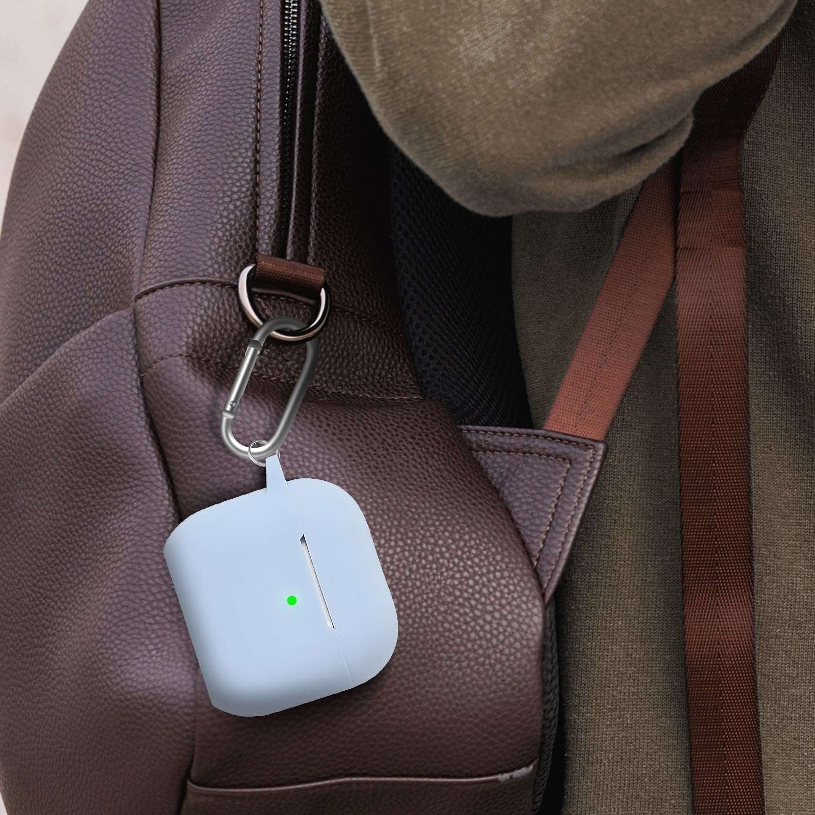 Woyinger for Airpods 4th Case Cover, Come with Cleaner Kit,Soft Skin Silicone Case Cover with Keychain, Full Protective Case for Men and Women, Compatible with AirPods 4th Generation Case,Sky Blue - Image 5