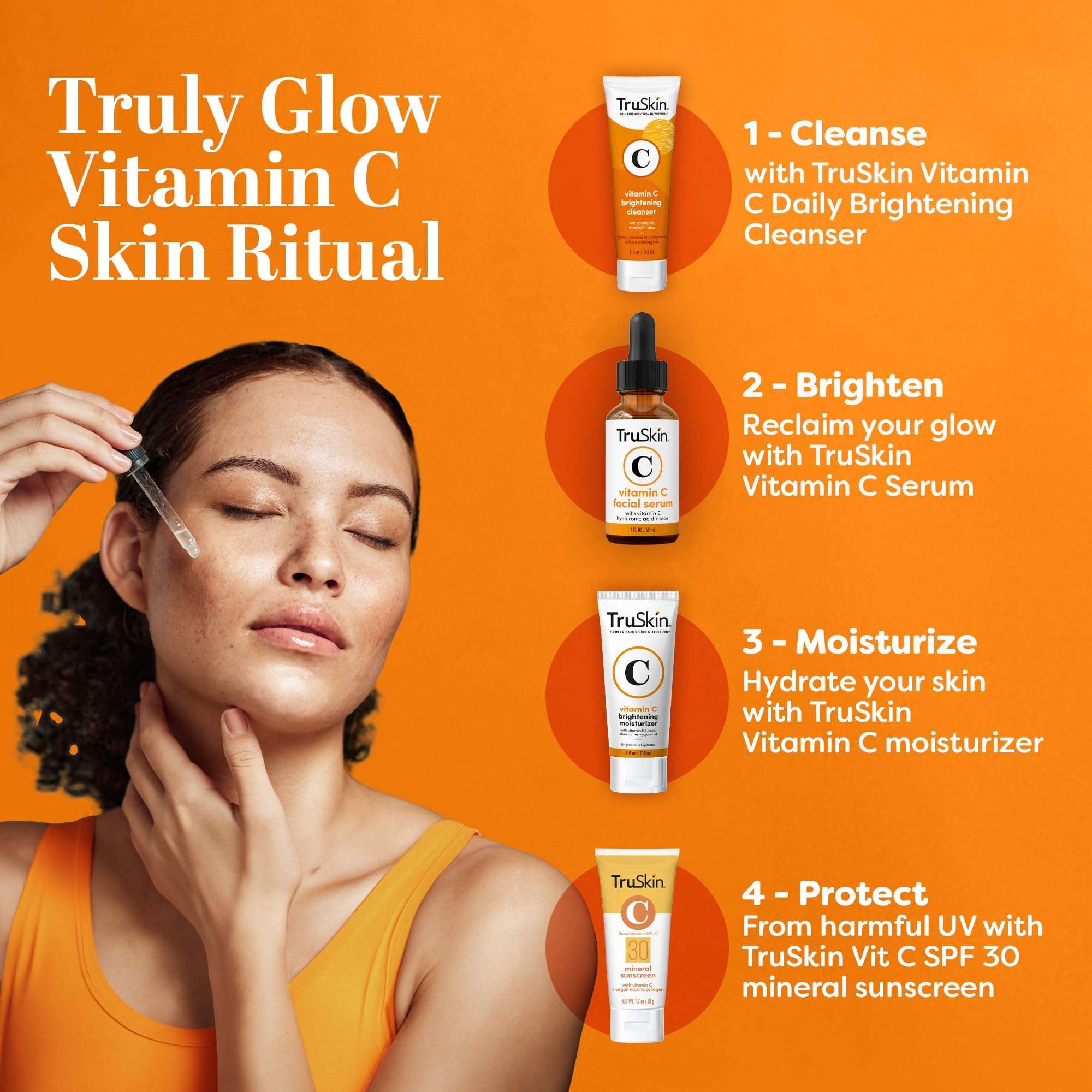 TruSkin Vitamin C Serum For Face – Anti Aging Face Serum with Vitamin C, Hyaluronic Acid, Vitamin E – Brightening Formula – Improve Appearance of Dark Spots, Tone, Fine Lines & Wrinkles, 2 Fl Oz - Image 6