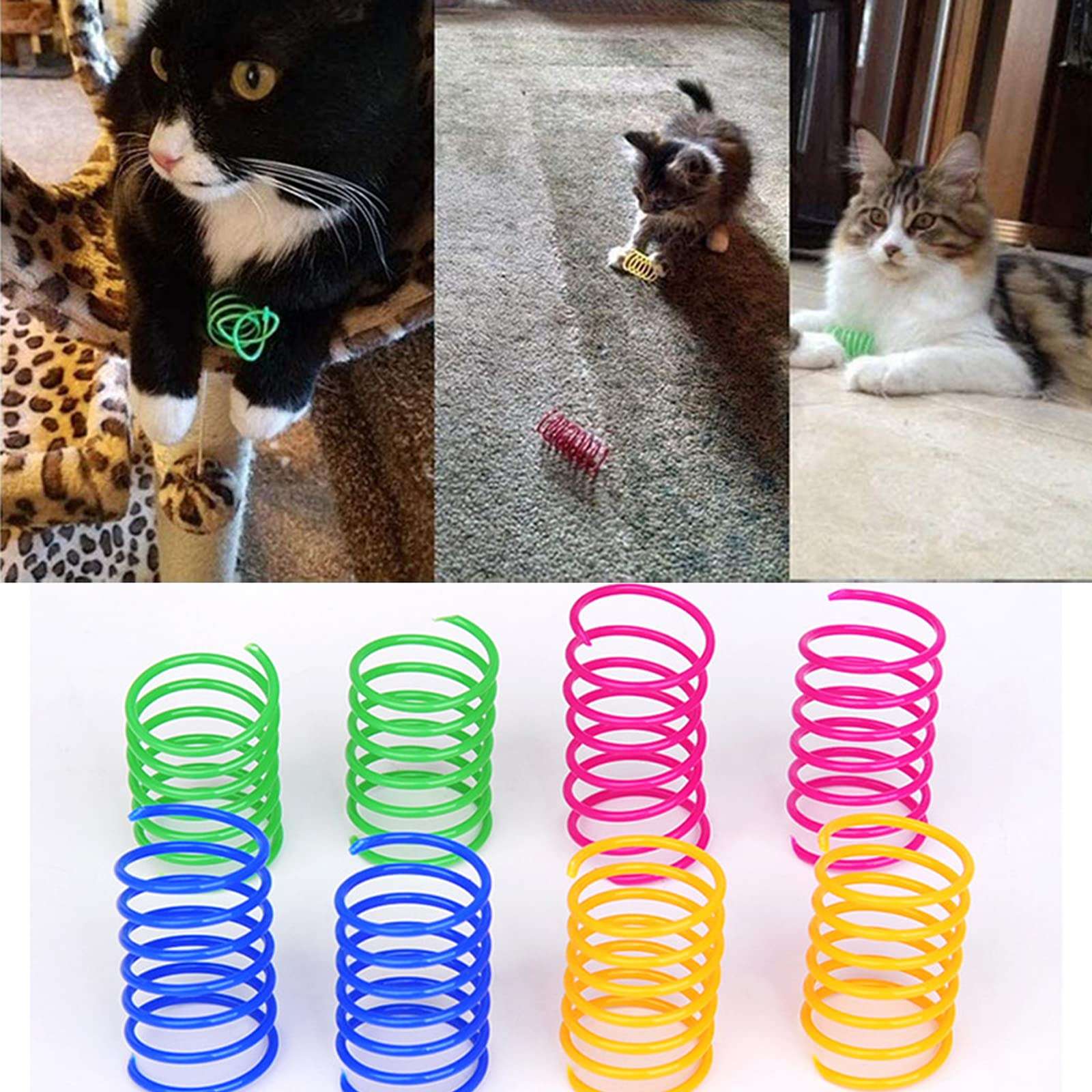 AIMICOCA 120 Pack Cat Spring Toy - Interactive Plastic Coils for Indoor Cats, Colorful Spiral Springs for Swatting, Biting, Hunting - Active Healthy Fitness Play Kitten Toys - Image 6