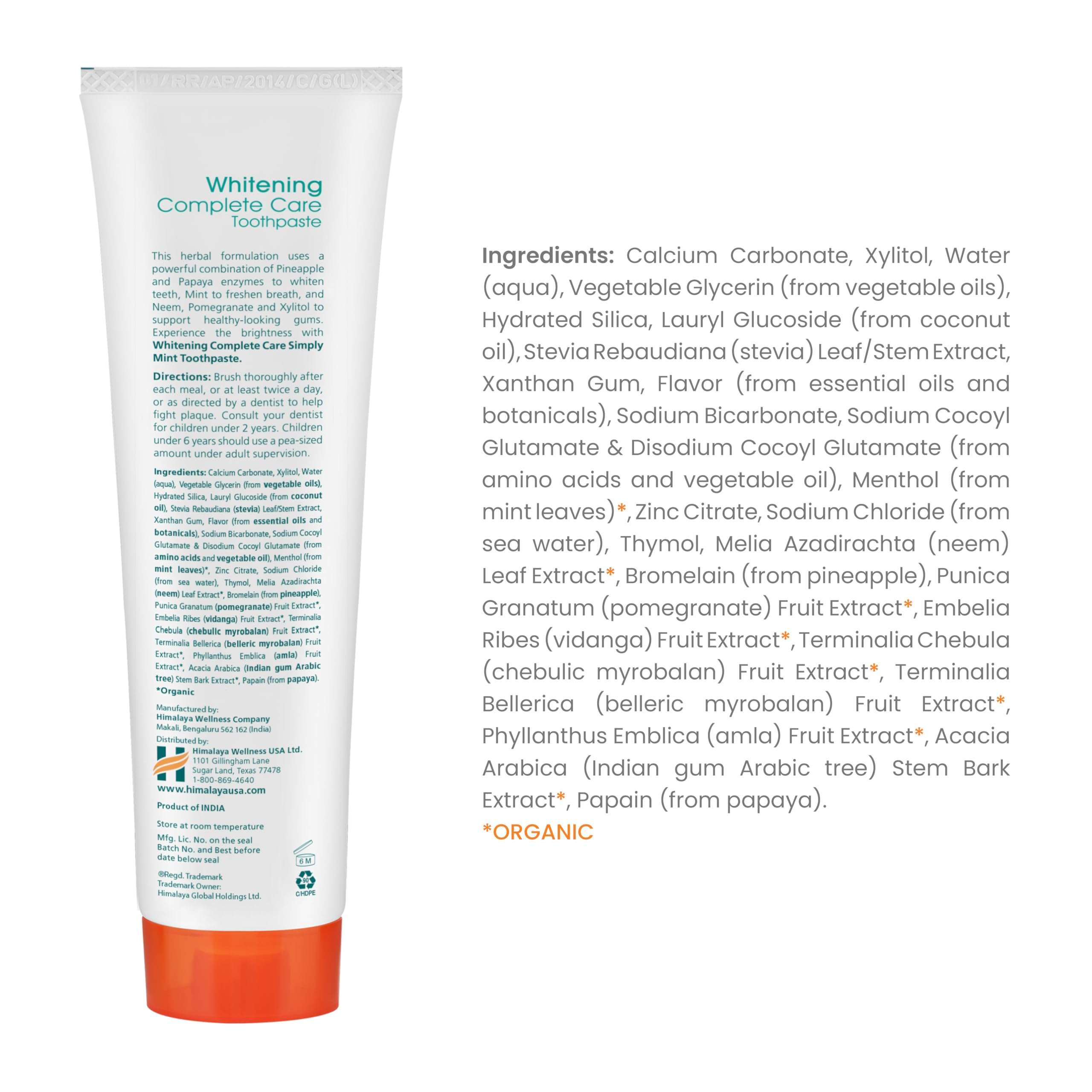Himalaya Botanique Complete Care Whitening Toothpaste, Simply Mint, for a Clean Mouth, Whiter Teeth and Fresh Breath, 5.29 oz - Image 2