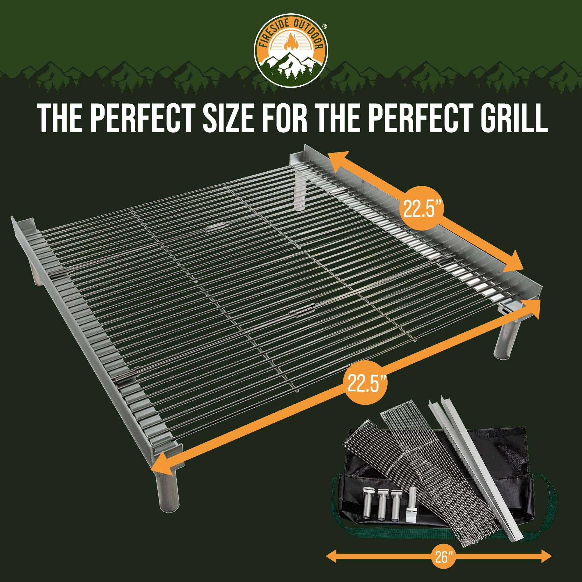 Fireside Outdoor Pop-Up Fire Pit Grill Grates - Folding Campfire Grill Grate Over Fire Pit Grate, Portable BBQ Grills, Camping Cooking, Camping Essentials, Outdoor Cooking - Quad-Fold Grates - Image 4